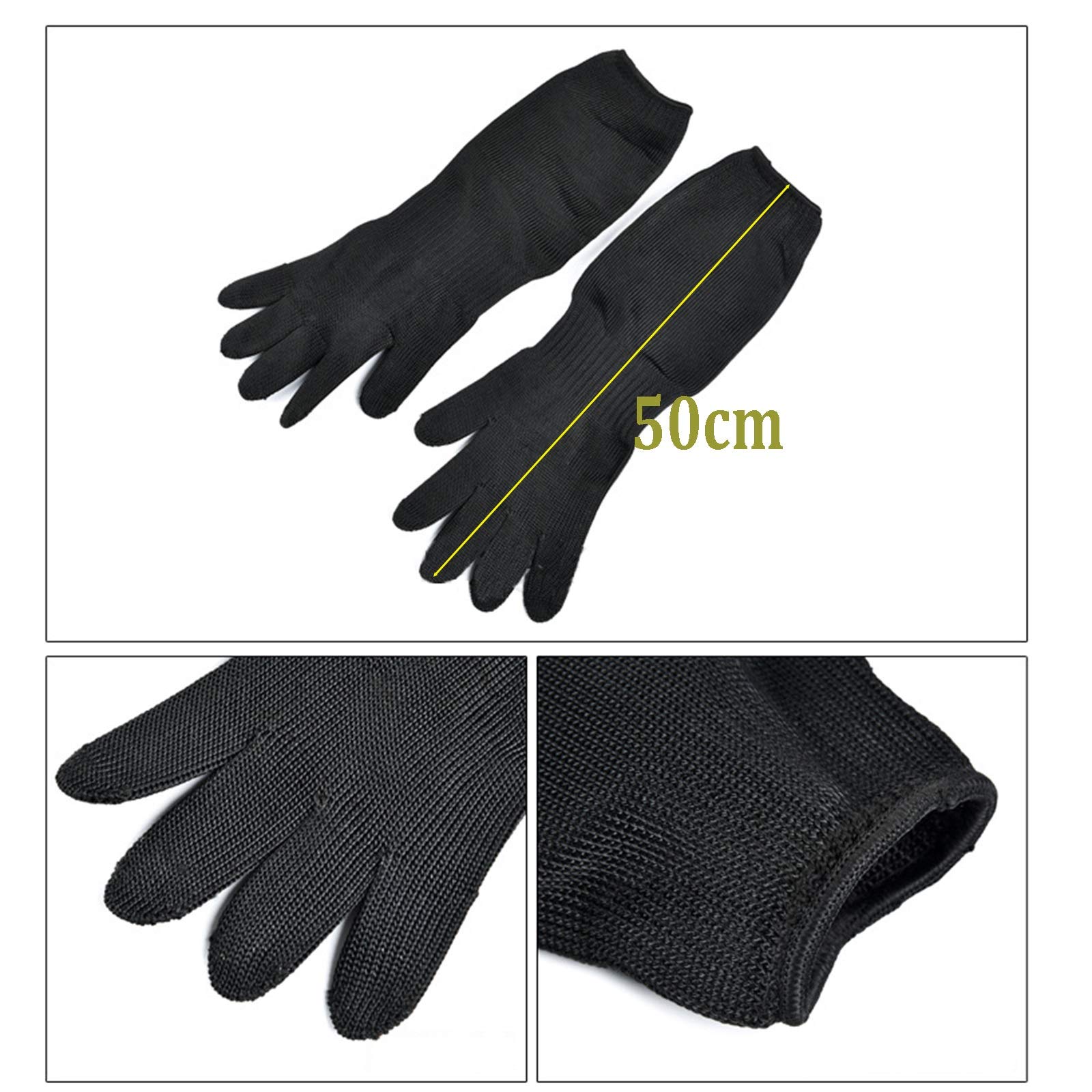 Gants Anti-coupures 1 Paire de Gants Anti-coupures, Gants de sécurité en Maille d'acier Inoxydable et Fil métallique pour gratter Les Chats et Les Chiens, Noir