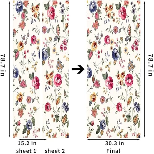 Miniatura 2 de Papel tapiz 3D para puerta, diseño de flores abstractas de Mura para dormitorio, sala de estar, baño, 2 calcomanías de pared, autoadhesivas,