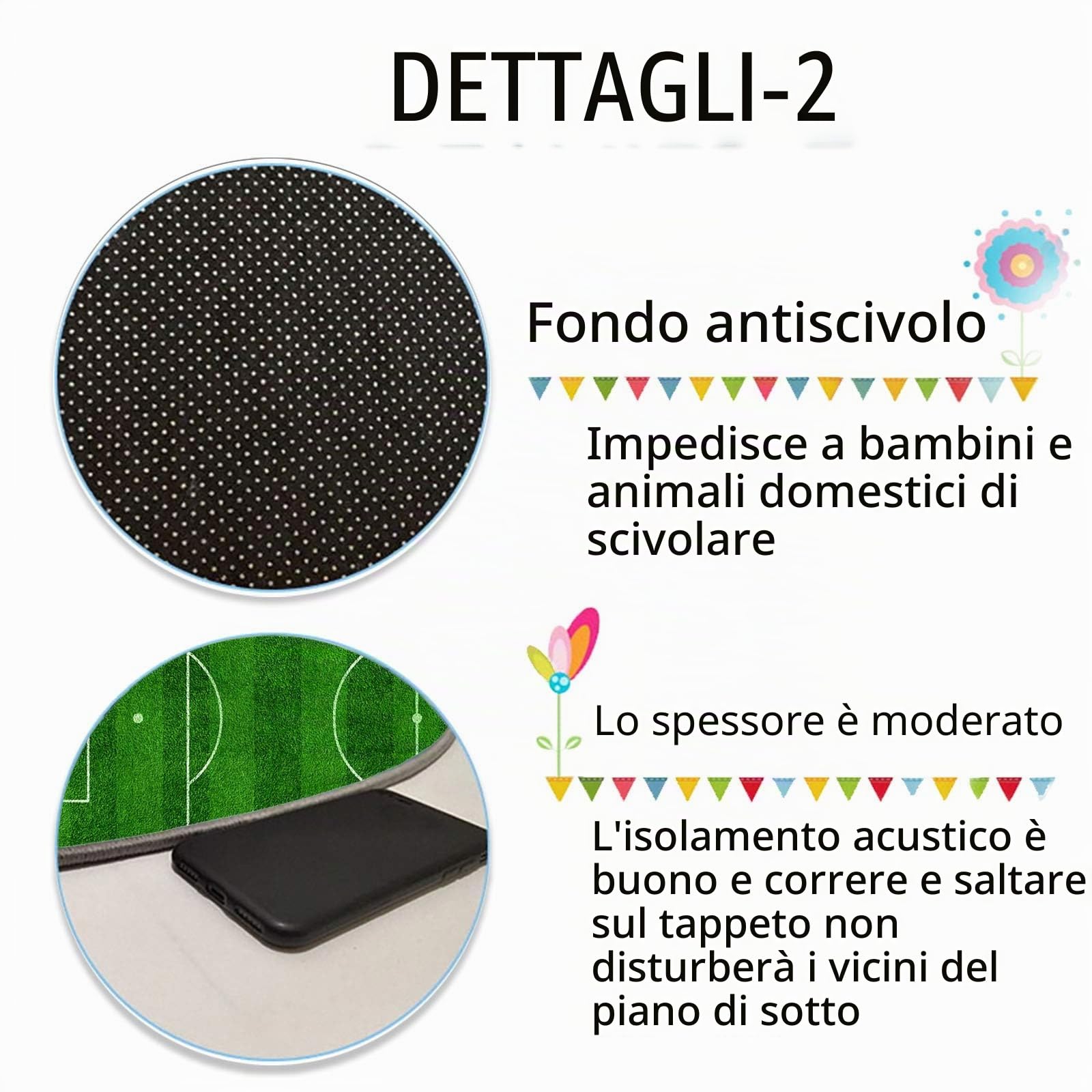 Tappeto da campo da calcio, Funs Home Decor Tappetino da gioco per ragazzi Ragazze Sport Theme Room Green 80×120cm