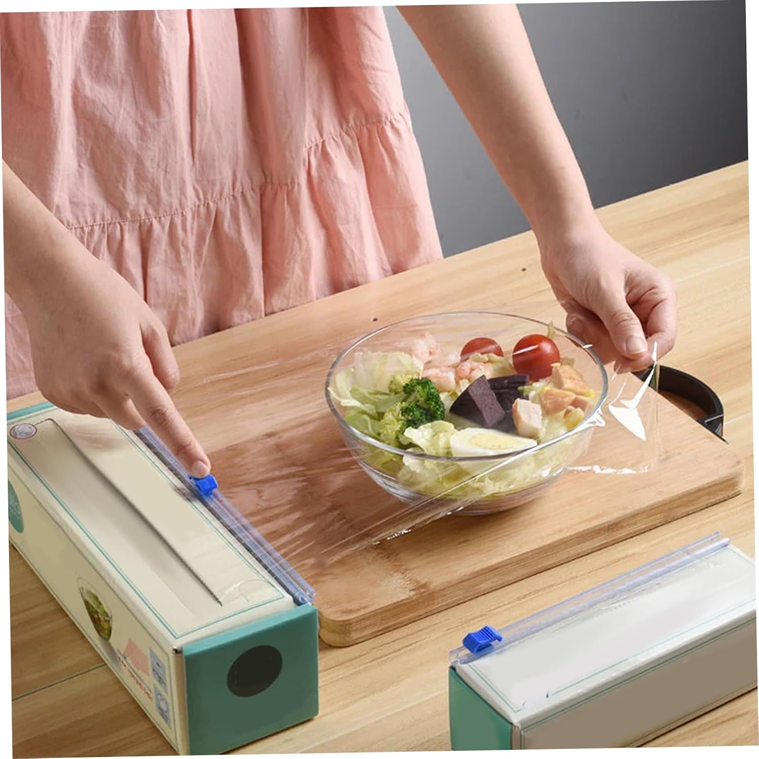 4PCS Plastic Wrap Cutter, Self-Adhesive Two-Way Cling Wrap with Slide Cutter, Reusable Plastic Dispenser, Suitable for 13 Inches Wide ... image 4