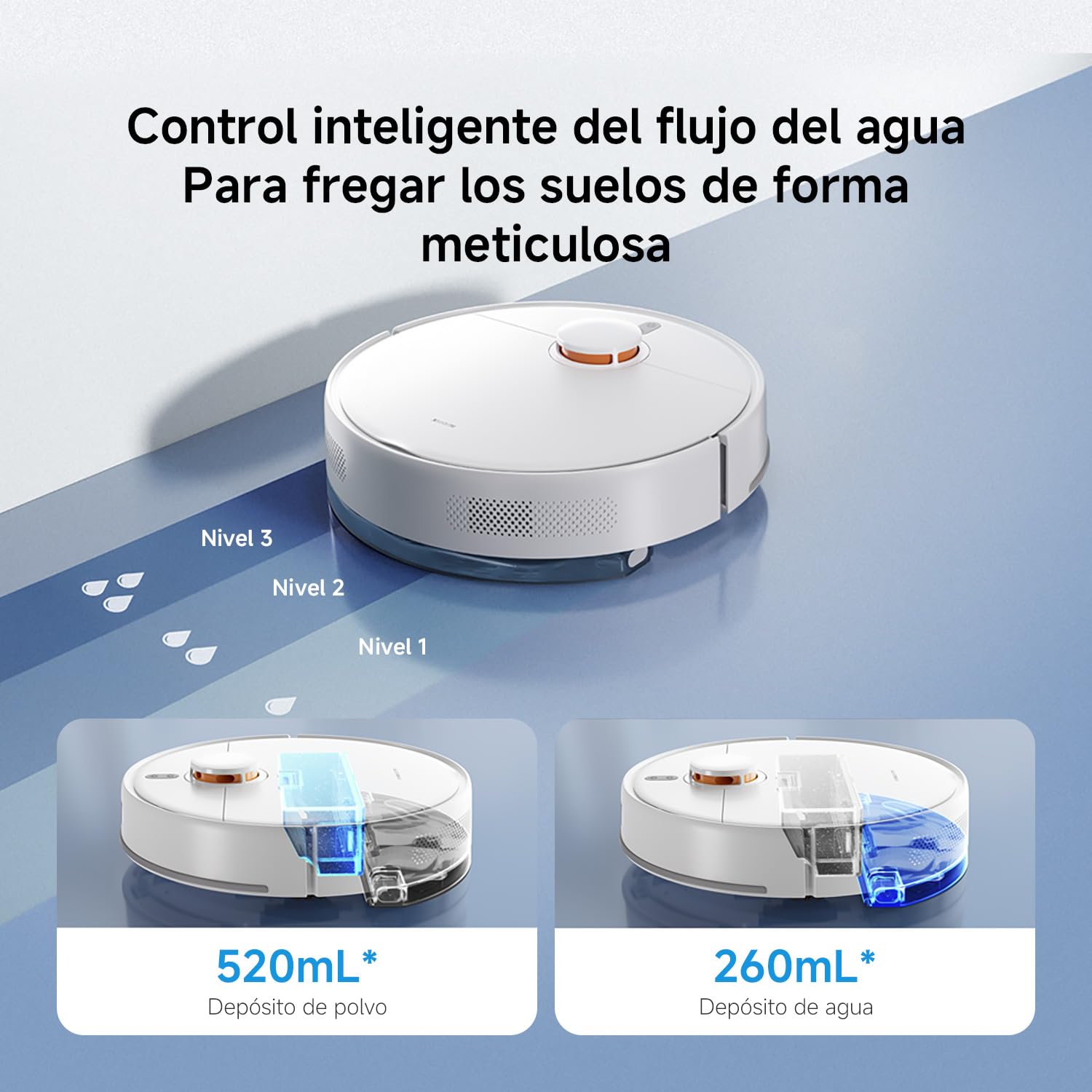 XIAOMI Robot Vacuum S40C, Aspirador y fregona 2 en 1, 5000Pa de succión, navegación Inteligente LDS, Recarga automática, Compatible con Suelos Duros y alfombras de Pelo Corto - 5