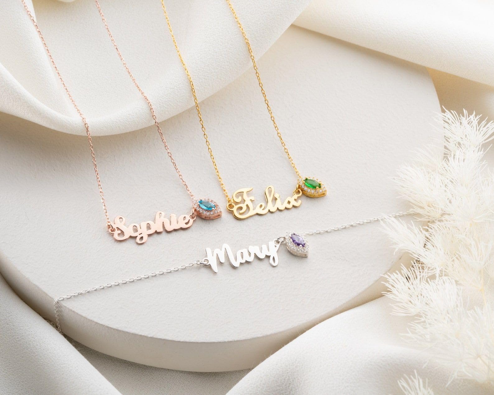 Nome e collana con pietra portafortuna personalizzato con nome Festa della Mamma Natale anniversario compleanno, Stile quotidiano