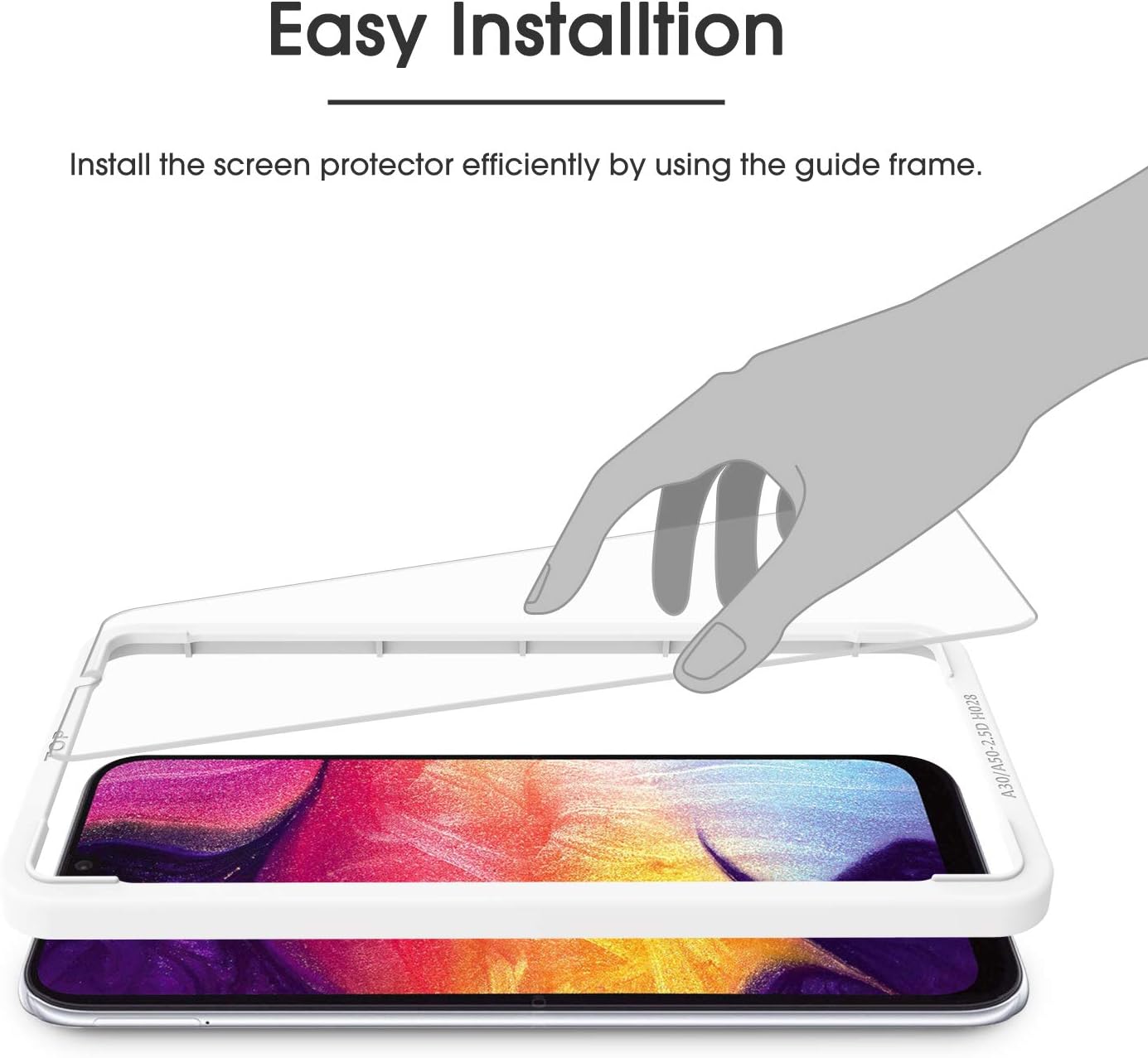 OMOTON [4 Pack] Samsung Galaxy A50 A30 Screen Protector, Tempered Glass Screen Protector Compatible with Samsung Galaxy A30/A50 2019 Released, Scratch Resistant/9H Hardness/Bubble Free
