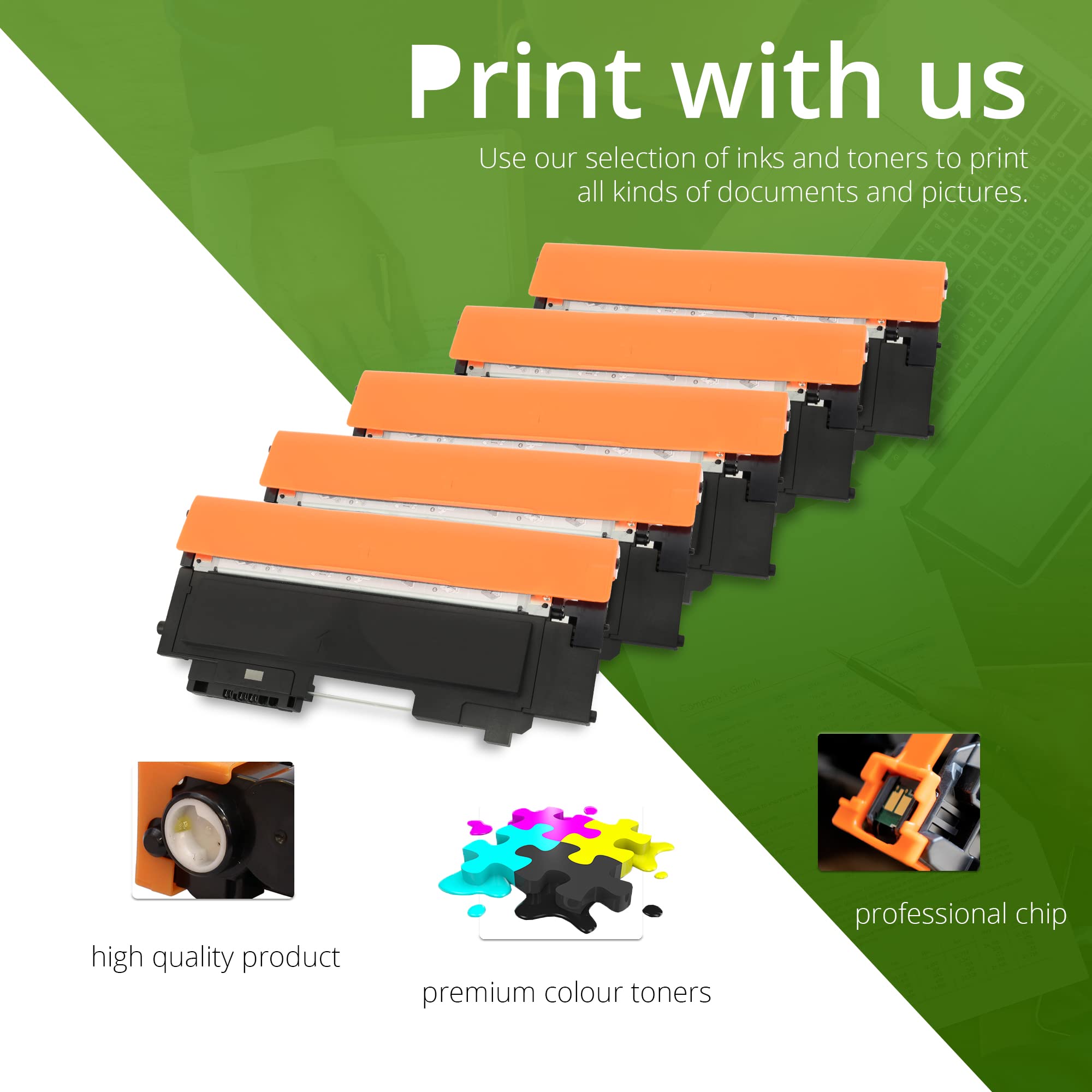 Lot de 5 Toner Compatible pour Samsung Xpress SL-C430W SL-C480W/FW/FN | CLT-K404S CLT-C404S CLT-M404S CLT-Y404S