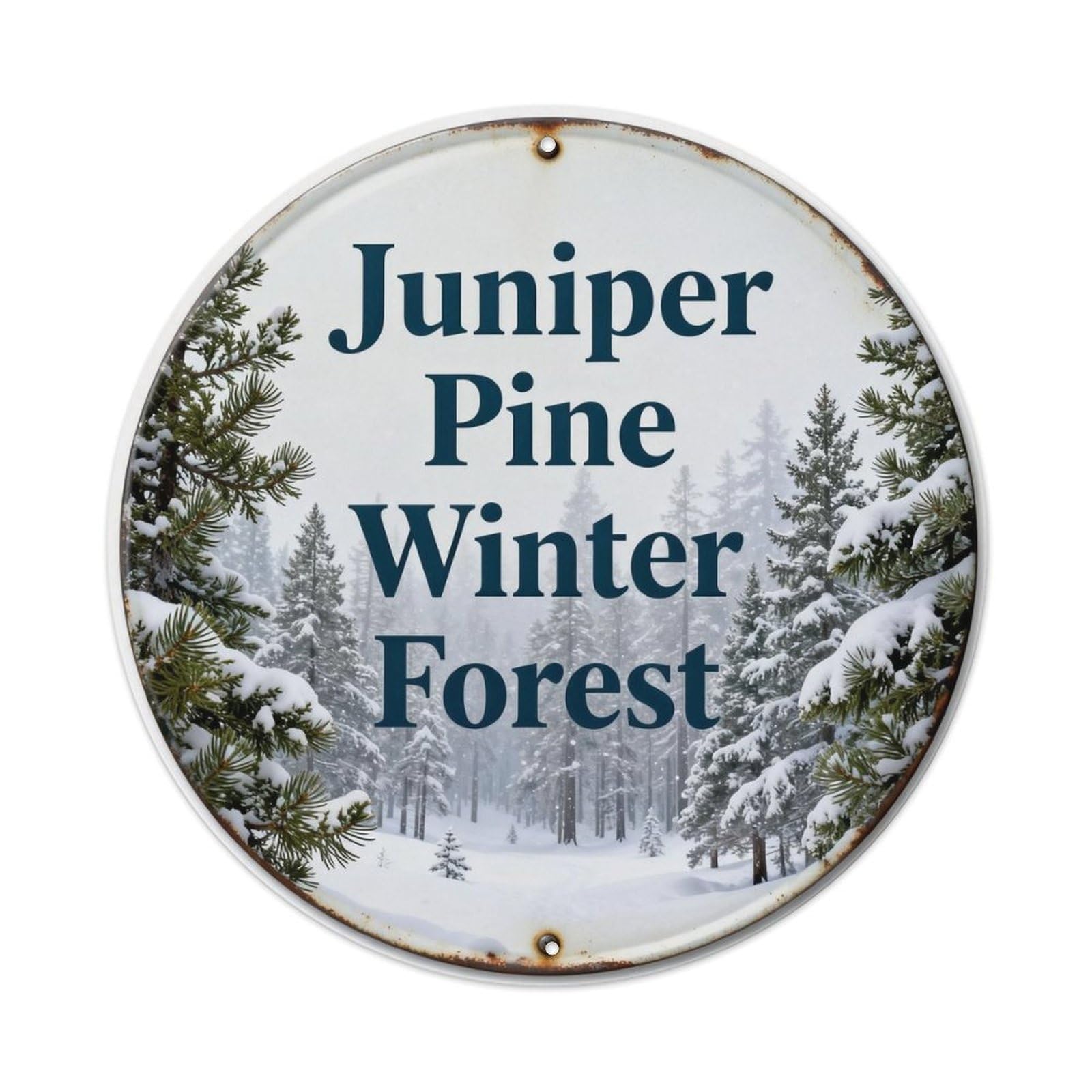 Juniper Pine Winter Forest Metal Tin Sign Plaque