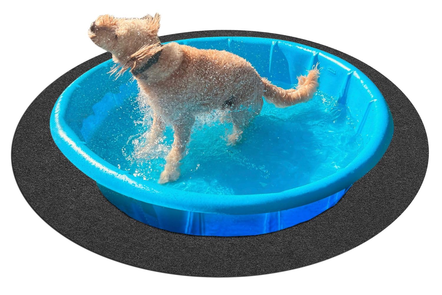 Misento Kunstrasen rund - pflegeleichter Outdoor Teppich wetterfest mit Drainage-Noppen, Filzteppich als Poolunterlage oder Balkon Teppich, 195 cm, Anthrazit
