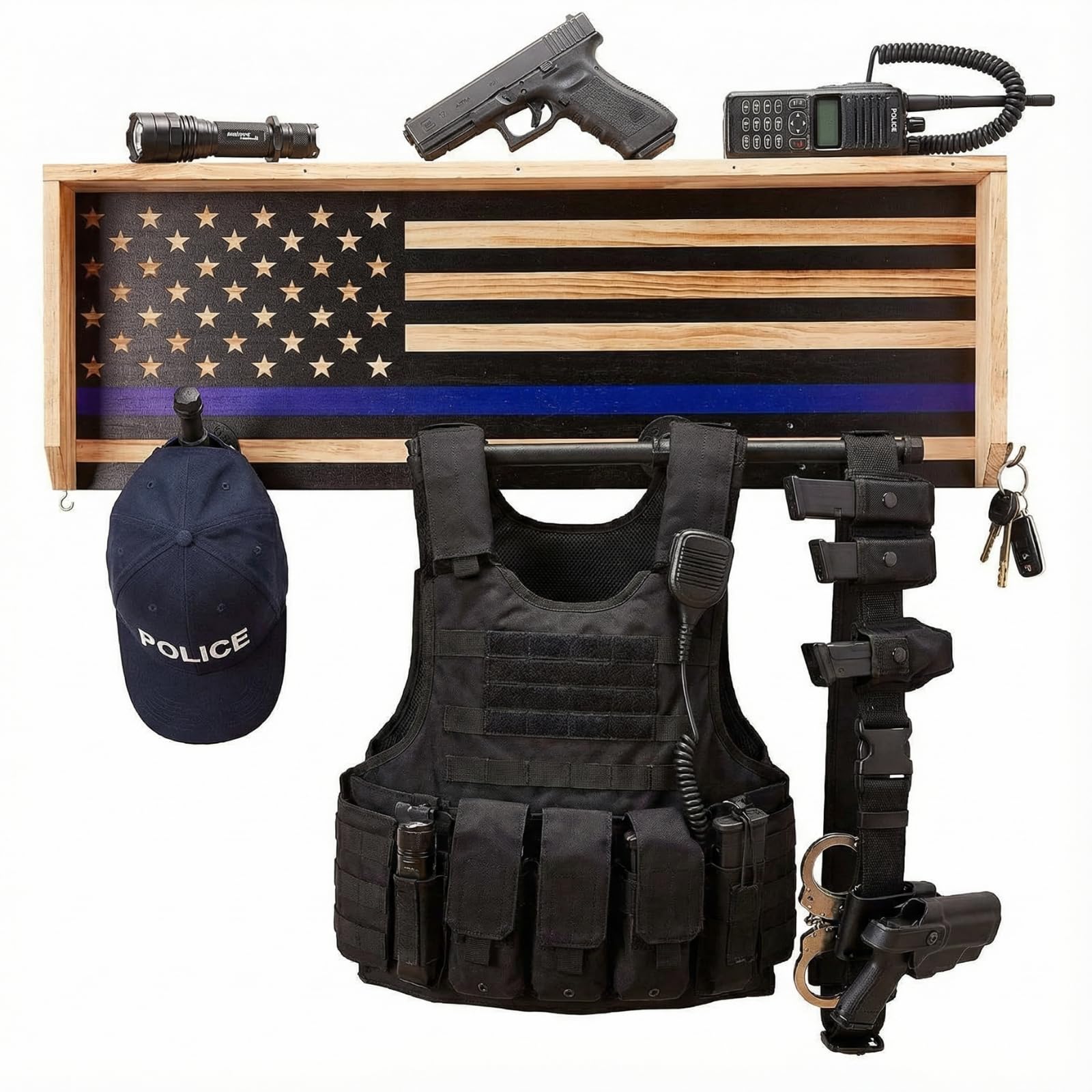 police in tactical gear Duty Rack Blue American Flag Wall Mount Storage Holder Zoll_Produktkategorie:Footwear with textile uppers cube e bike performance Kopfumfang:63 - 64 cm