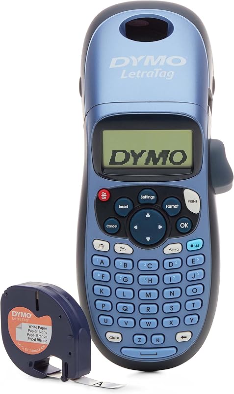 LetraTag LT-100H Handheld Label Maker | ABC Keyboard Label Printer with Easy-to-Use, 13 Character LCD Screen | for Home or Office | Blue