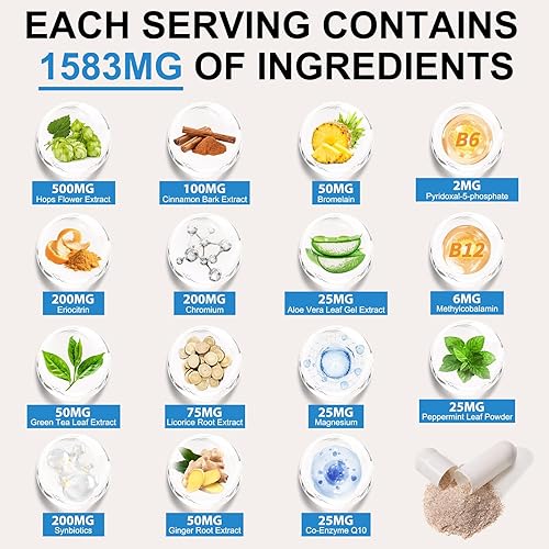 Miniatura 6 de Suplemento GLP-1 para mujeres y hombres, apoyo para el hambre y el metabolismo - Apoya GLP1 de forma natural, con mezcla de prebióticos y