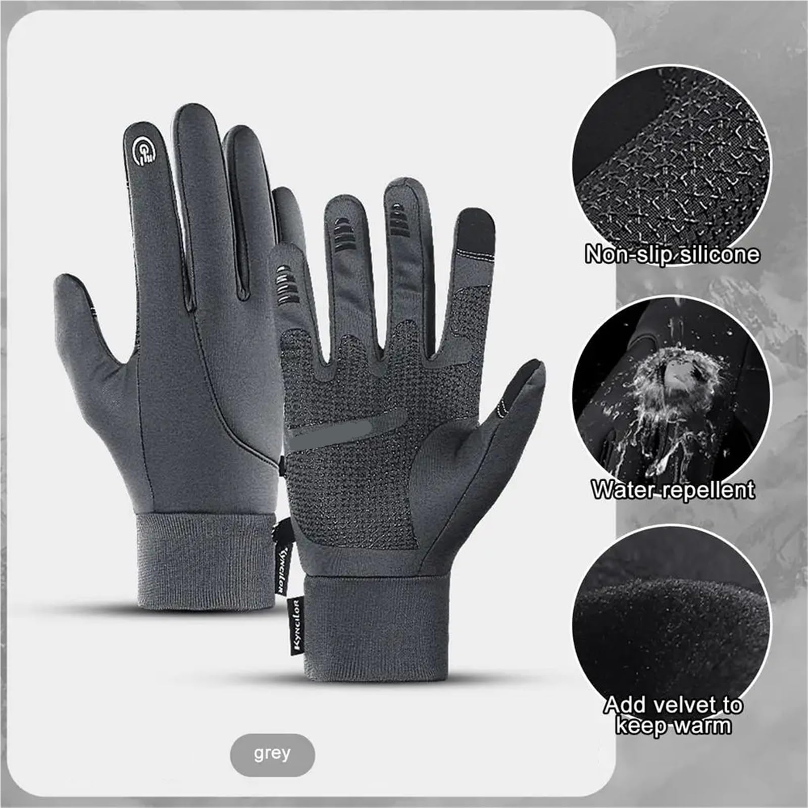 Gants d'escalade Gants de Cyclisme for Moto, vélo, antidérapants, Coupe-Vent, imperméables, Isolation Thermique, Gants d'escalade pour Escalade(Gray,XL)