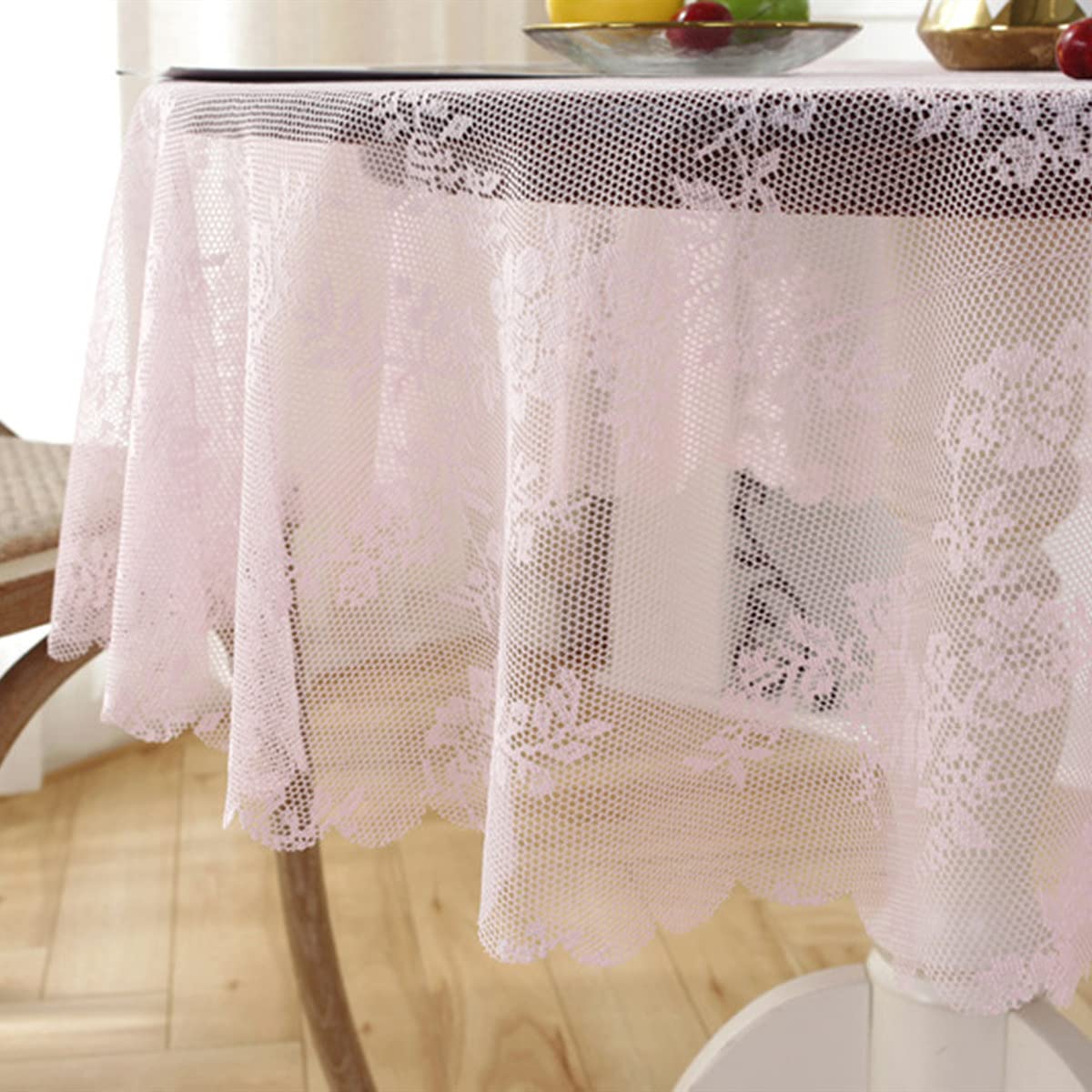 Runde rosa Spitze Tischdecke Vintage Classic Lace Lightweight Tischdecke Tischdekoration 150cm Rund