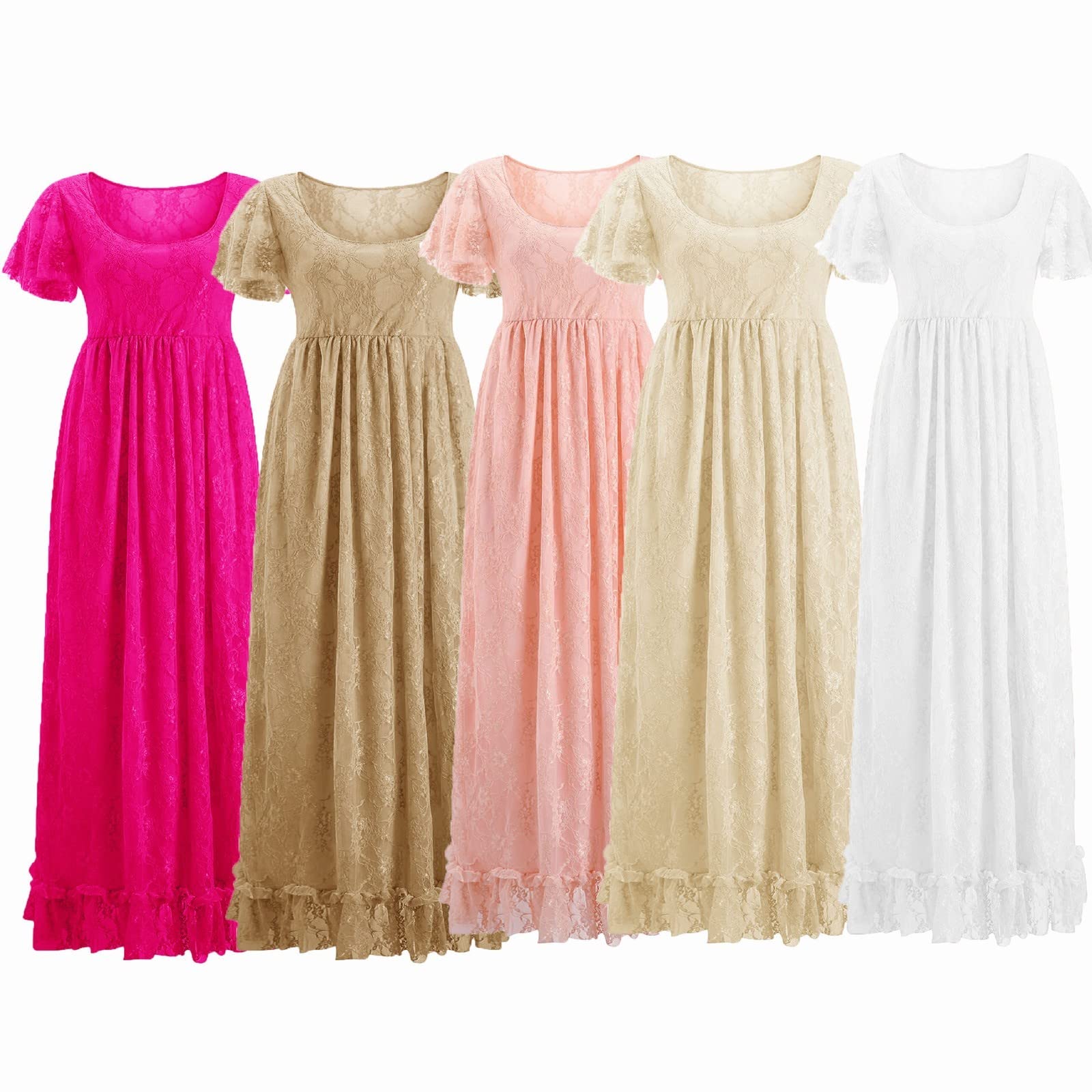 Generisch Vestido de maternidad de encaje con volantes de manga corta, vestido largo, fotografía, vestido de maternidad con mangas voladoras