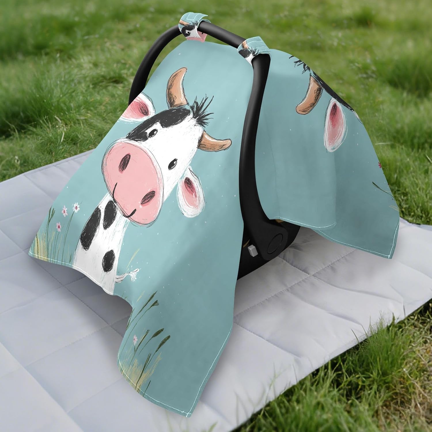 Cartoon Cute White Cow Baby Stroller Sun Cover UV Protection Seat Sun Shade,Travel Accessories techo para coche de