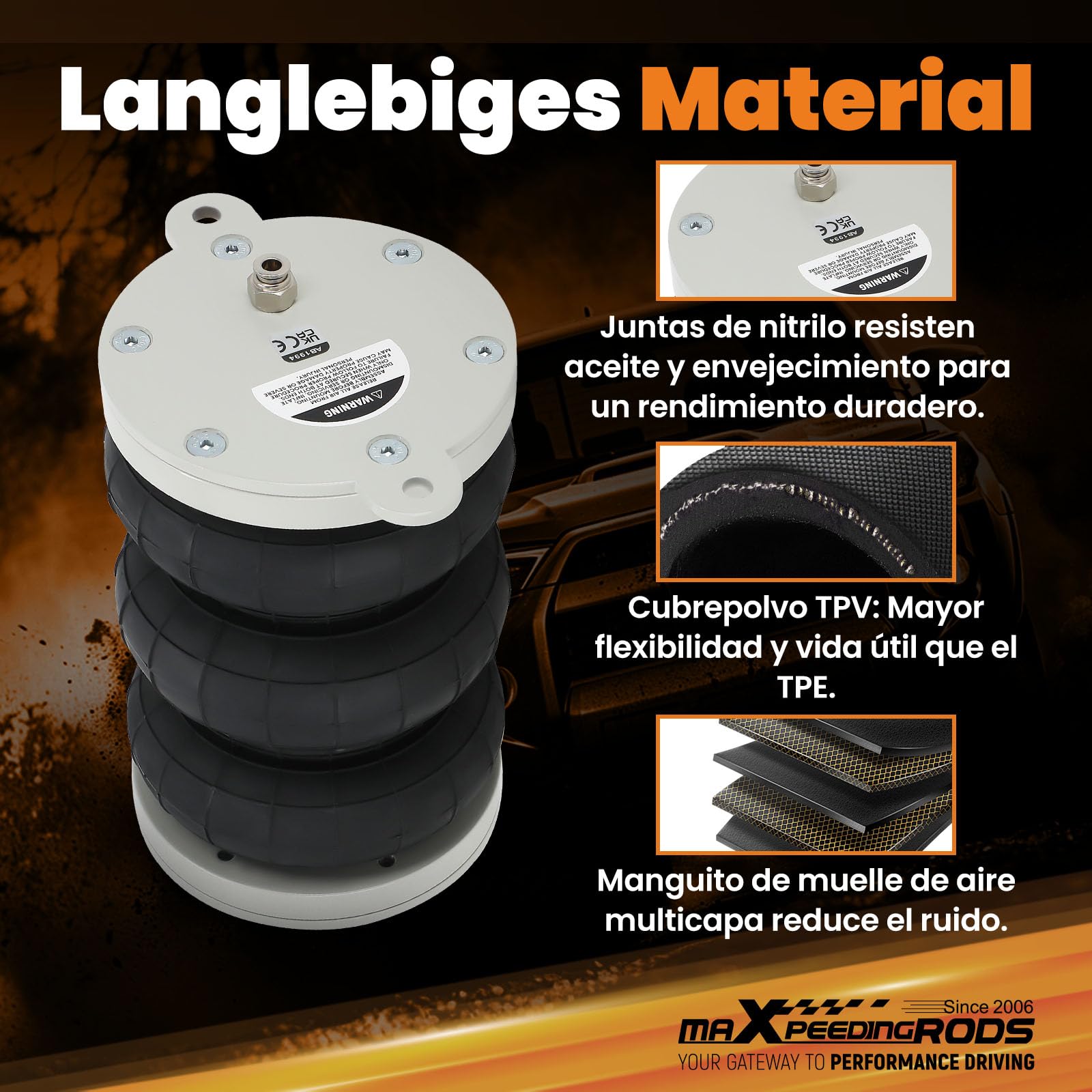 maXpeedingrods 2 x Suspensión neumática Z6 para Fiat Ducato ZFA230/ZFA244/ZFA250, para Citroën Jumper, para autocaravanas Peugeot Boxer 1994-2019, para autocaravanas y furgonetas de carga