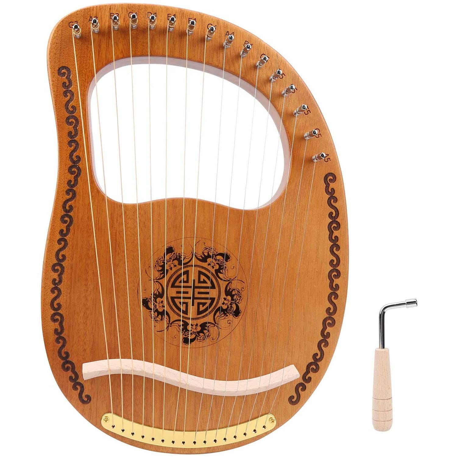 Lira Strumento Musicale，Arpa Piccola Portatile ，16 Corde Stringhe Di Metallo Lyre Harp In Di Mogano ，Per Gli Amanti Della Musica Principianti Bambini Adulti