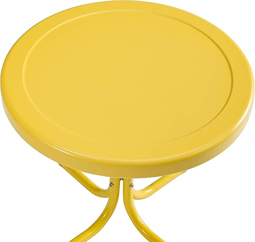 Vista 16 de Crosley Furniture Griffith - Mesa auxiliar de metal retro resistente a la intemperie para patio, terraza, porche, color rojo