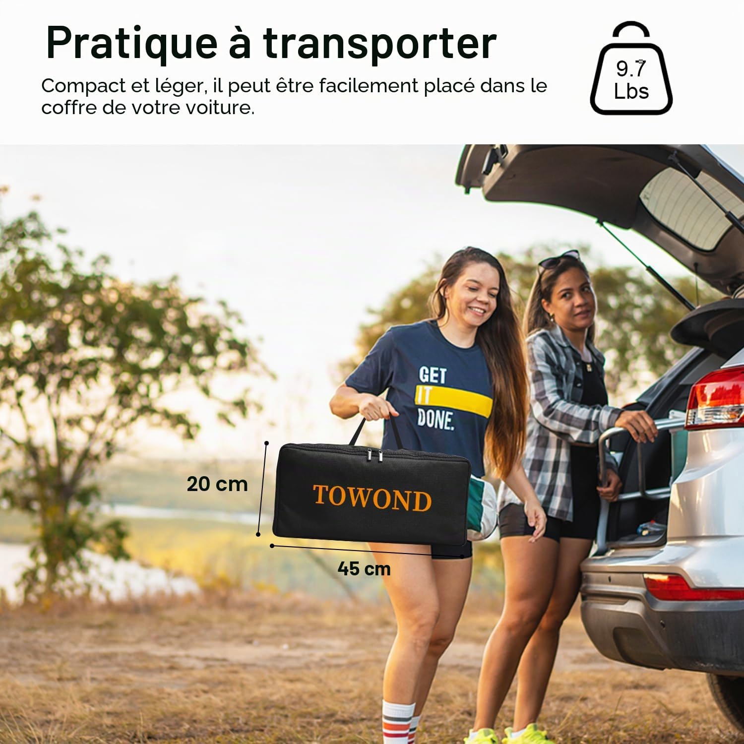 TOWOND Écran de projection avec support, 120", portable, dos noir, extérieur 16:9 4K HD sans plis avec sac de transport