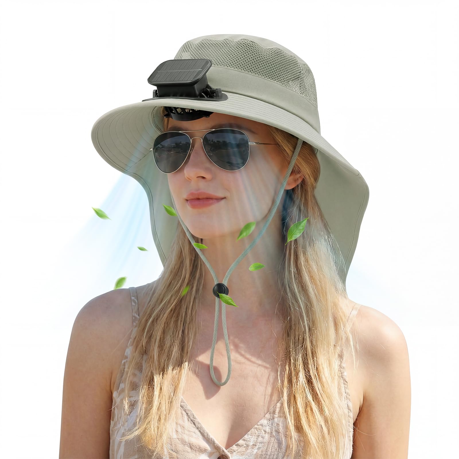 Solar Panel Powered Fan Built in Wide Brim Outdoor Fishing Hat USB Charging Men Ultralight Bucket Sun Shade Cap Yard Garden Farmer Work Travel Landscaping Sunshade River Boat Jungle Bush Aussie UPF