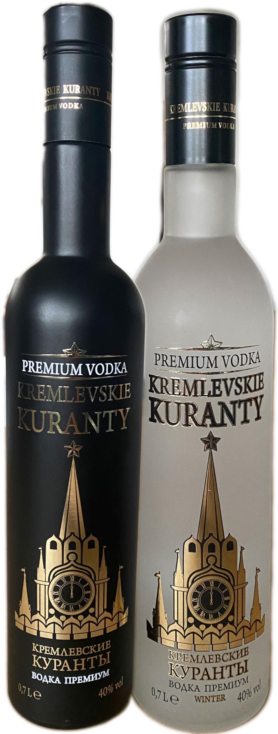 Kremlevskie Kuranty Premium Vodka Set, Black und White, 2 x 0,7 Liter, 40% vol