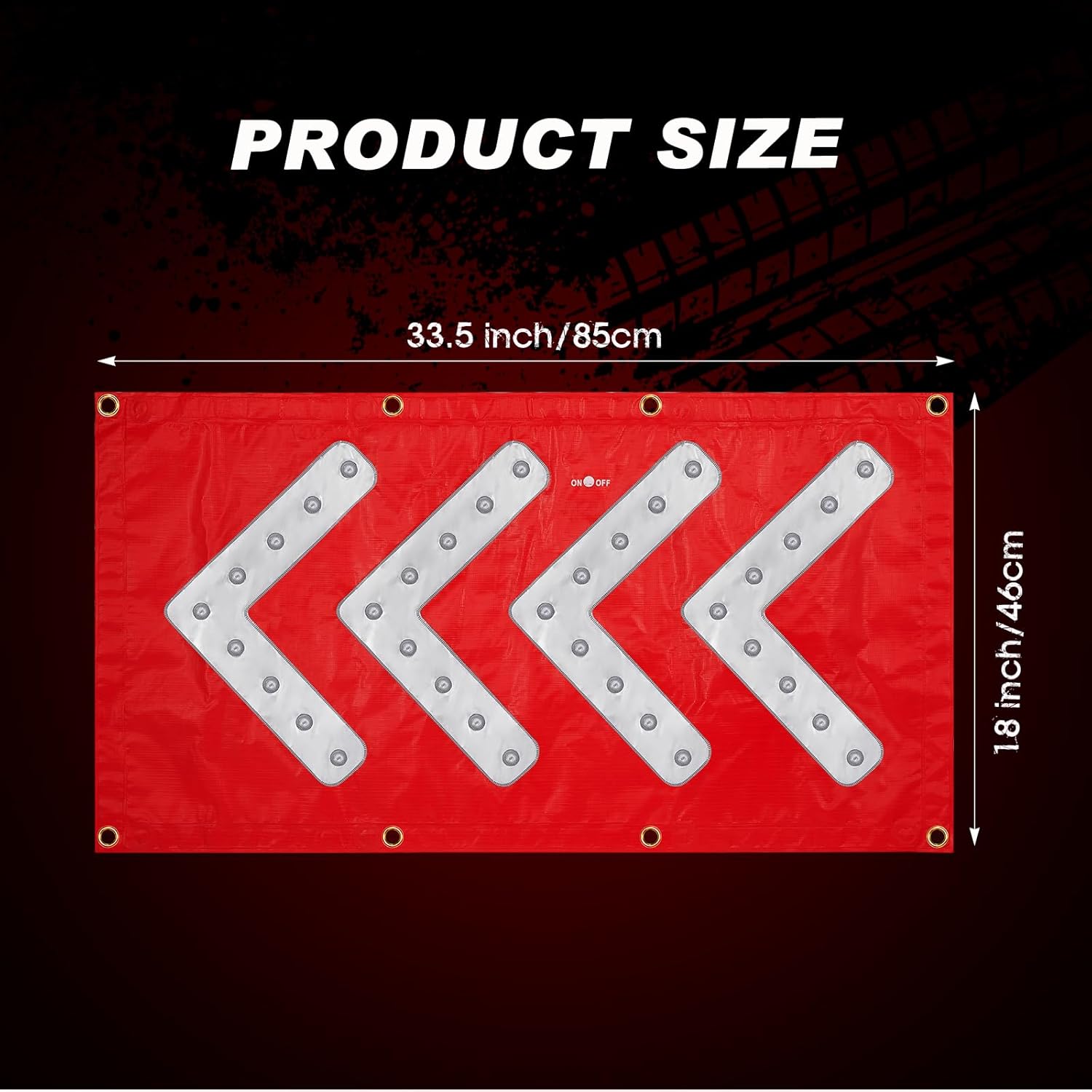 1 Pcs LED Magnetic Traffic Arrow Sign 18 x 33 Inch Arrow Banner Directional Traffic Guide Light Flashing Warning Sign for Construction, Fire or Rescue, Highway Safety and Law Enforcement
