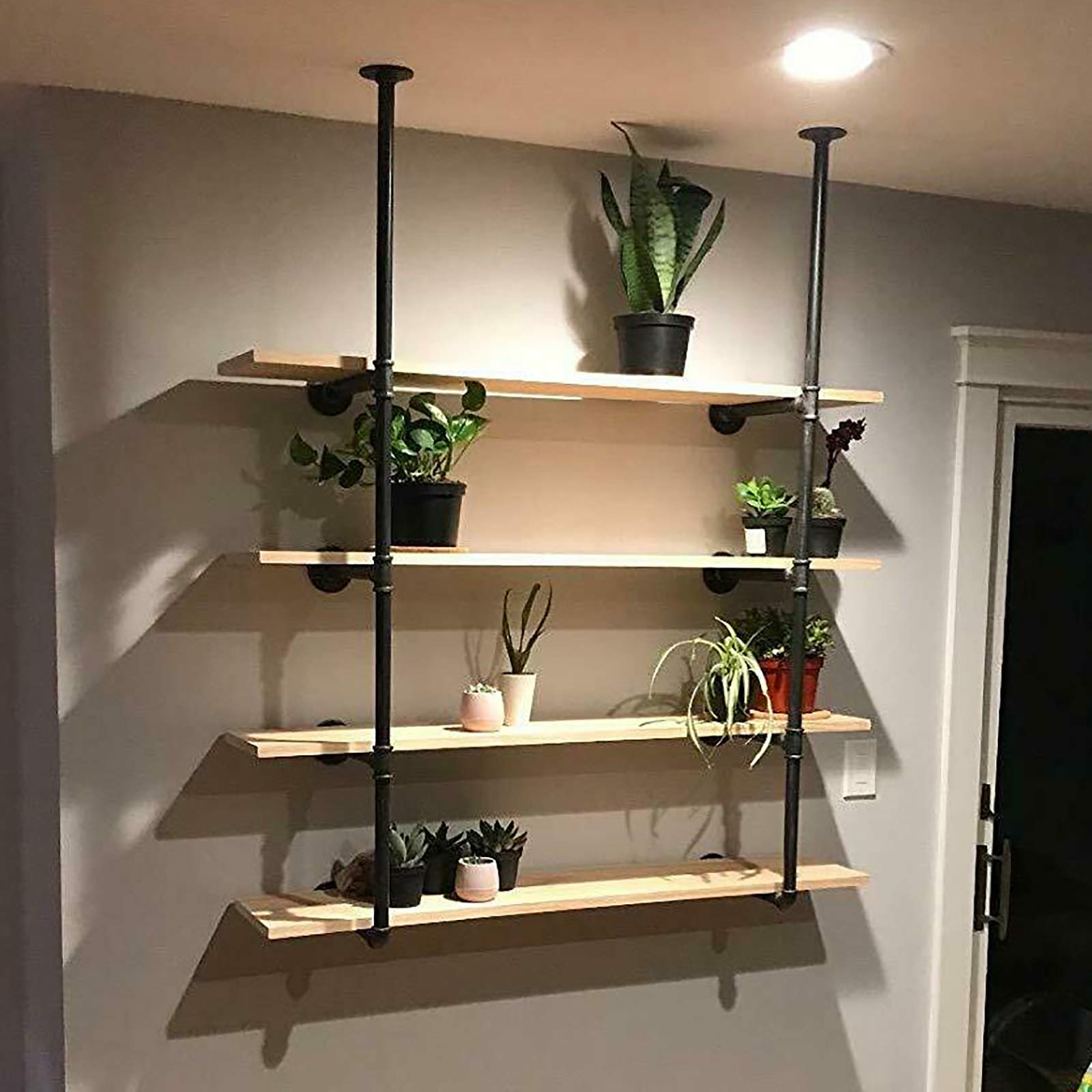 Industrial Pipe Shelf, 4.5 Tier Floating Shelves, Rustic Storage Shelves, Wall Mount Bookshelf, Industrial pipe shelf brackets, Kitchen Spice Steampunk Rack for Bedroom, Kitchen, Living Room,Bathroom