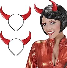 UILYNIU 2 Pièces Serre-tête Cornes de Diable Halloween Rouge Pour Femme Enfant, Bandeau d'Oreilles Démon Pour Cosplay ou Fête