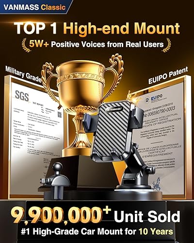Miniatura 2 de VANMASS Soporte para teléfono celular para automóvil, parabrisas, rejilla de ventilación de auto, con clip de ventilación y panel de tablero, fuerte