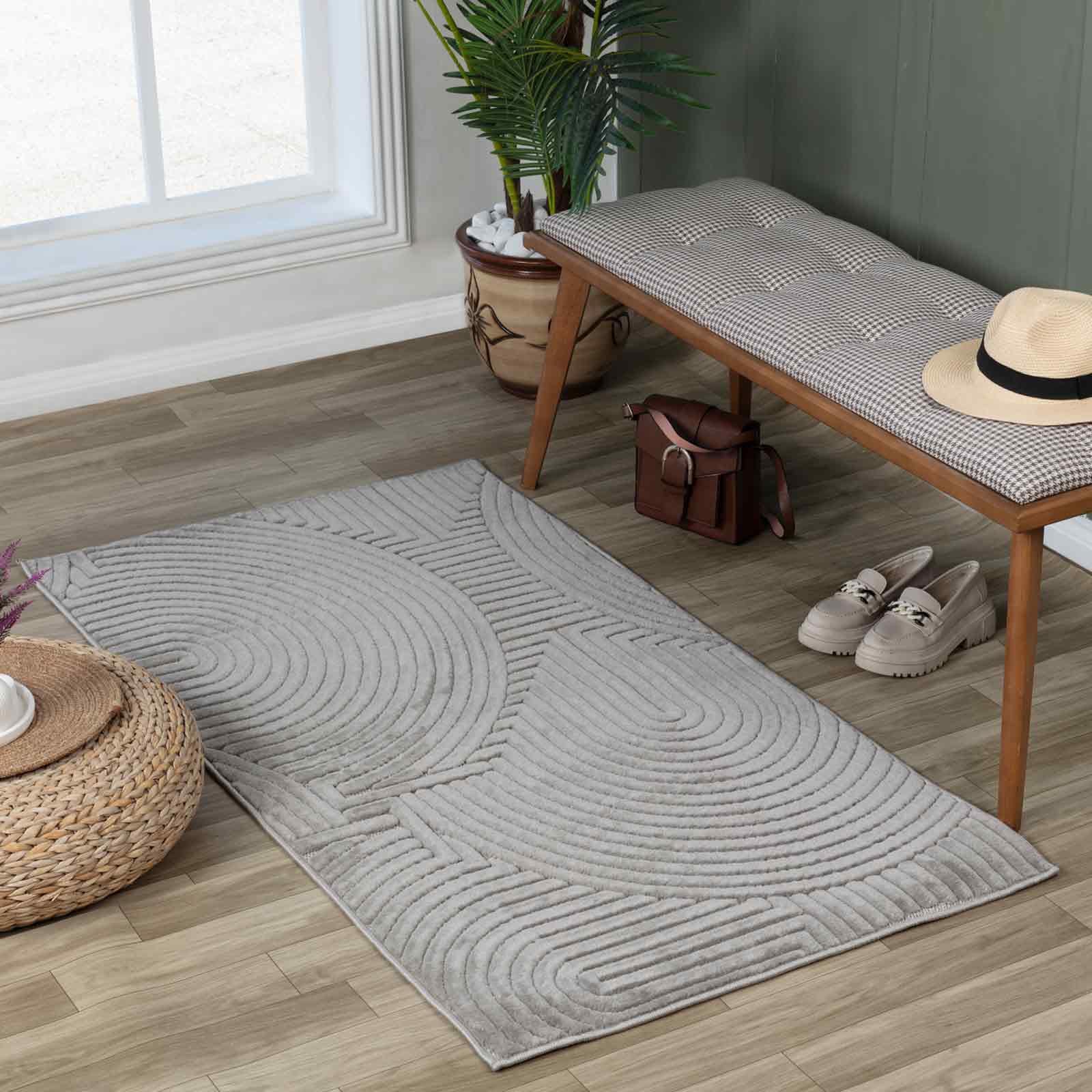 Livabliss Houston Indoor Outdoor - Living Room, Dining Room - Modern Boho Geometric Pattern - Soft Scandinavian Living Room Oriental - Runner Hallway 80 x 150 cm Large Grey