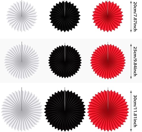 Miniatura 7 de Outus 9 abanicos de papel para colgar en fiestas, guirnaldas de papel decorativas redondas para cabina de fotos, decoración para carnaval,