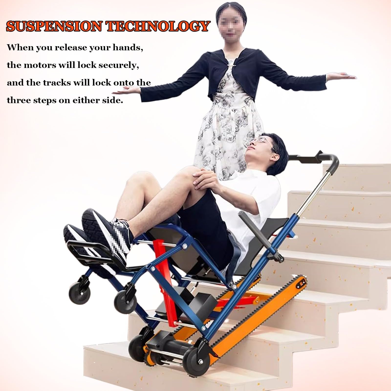 Silla Salvaescaleras,Silla Elevadora De Escaleras Plegable Y Ligera,Incluye Batería De Litio Original,Elevador De Escaleras,Estructura De Aleación De Aluminio Blue