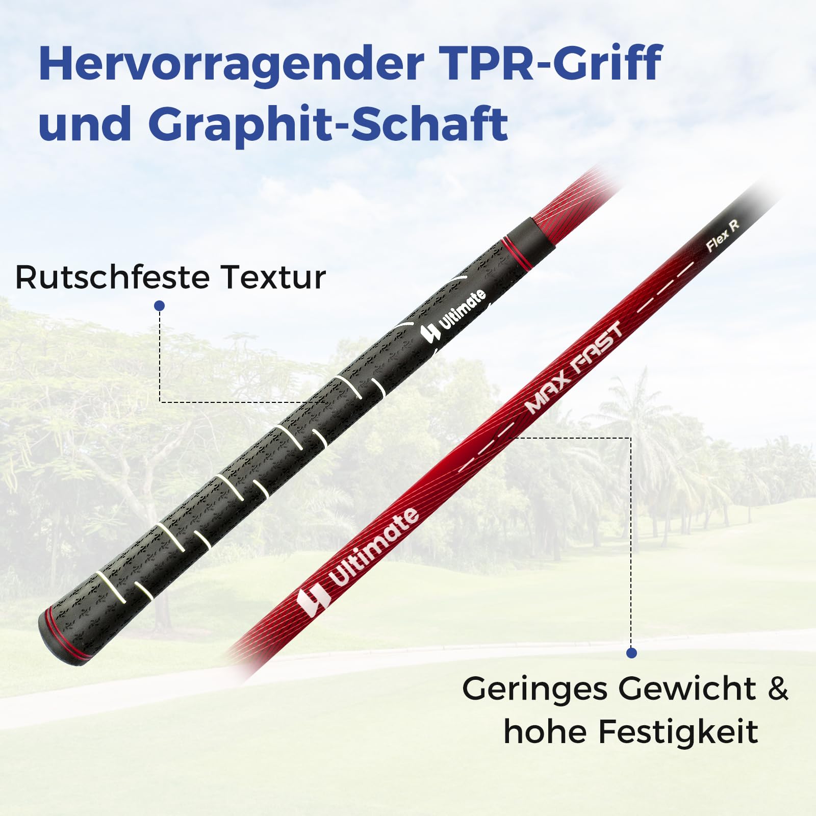 GYMAX Komplettes Golfschlägerset, Golfset für Herren, Golfschlägersätze inkl. #1 Driver, #3 Fairway, #5 Hybrid, #5, #6, #7, #8, #9, #P, #S Eisen, Putter, 3 Schlägerhauben & Tragbare Standtasche