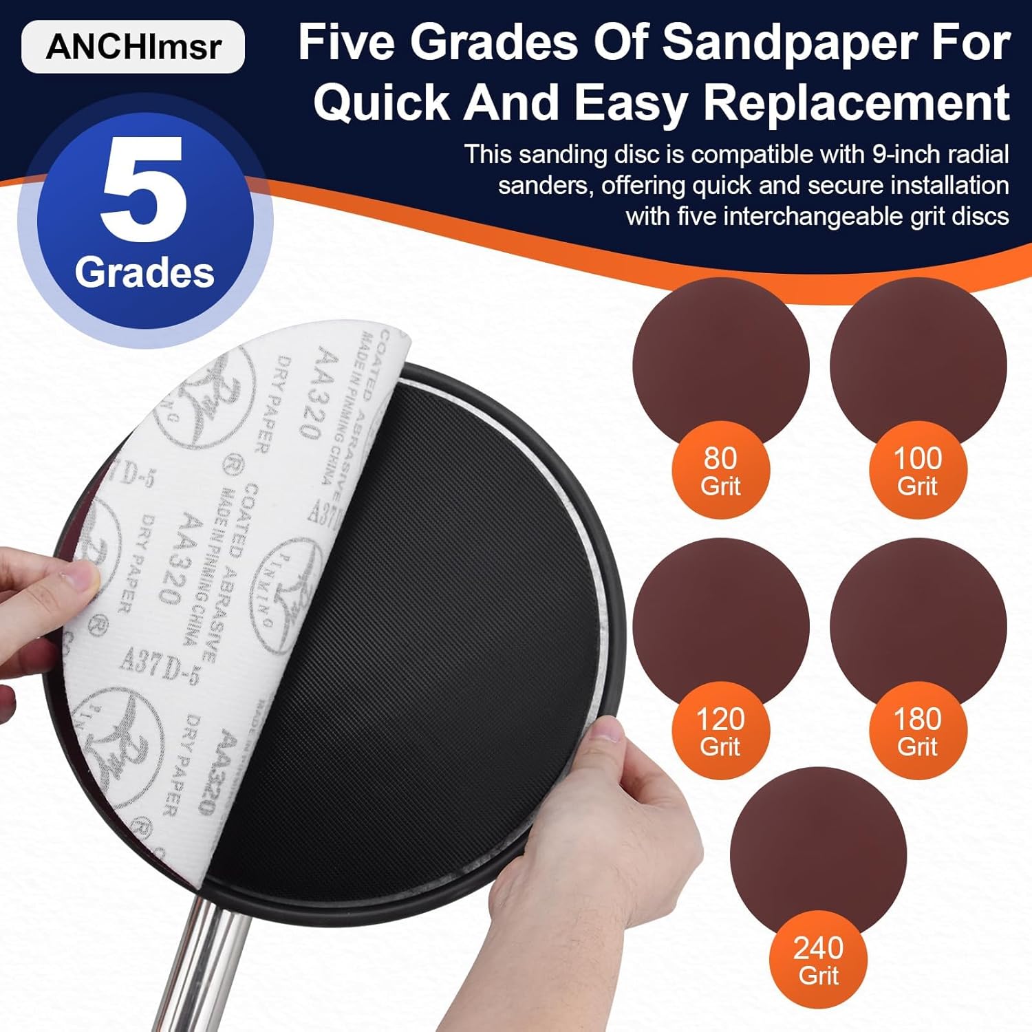 Pole Sander for Drywall, 89 Inch Manual Hand Drywall Sander with Extension Pole, Bag, 360 Circular Radial Hand Sander for Painting Projects with 5pcs Sanding Discs (80, 100, 120, 180, 240 Grit)