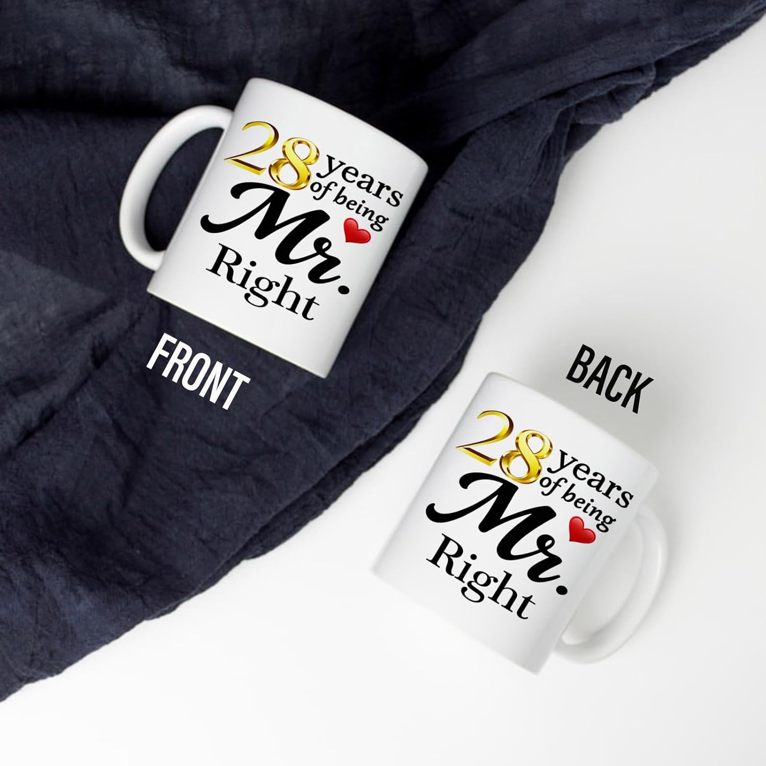 28 Year Anniversary For Couple Coffee Mugs Set of 2-28th Wedding Gifts Decorations for Parents Grandparents Husband Wife Him Her 11oz (28th) - Image 5