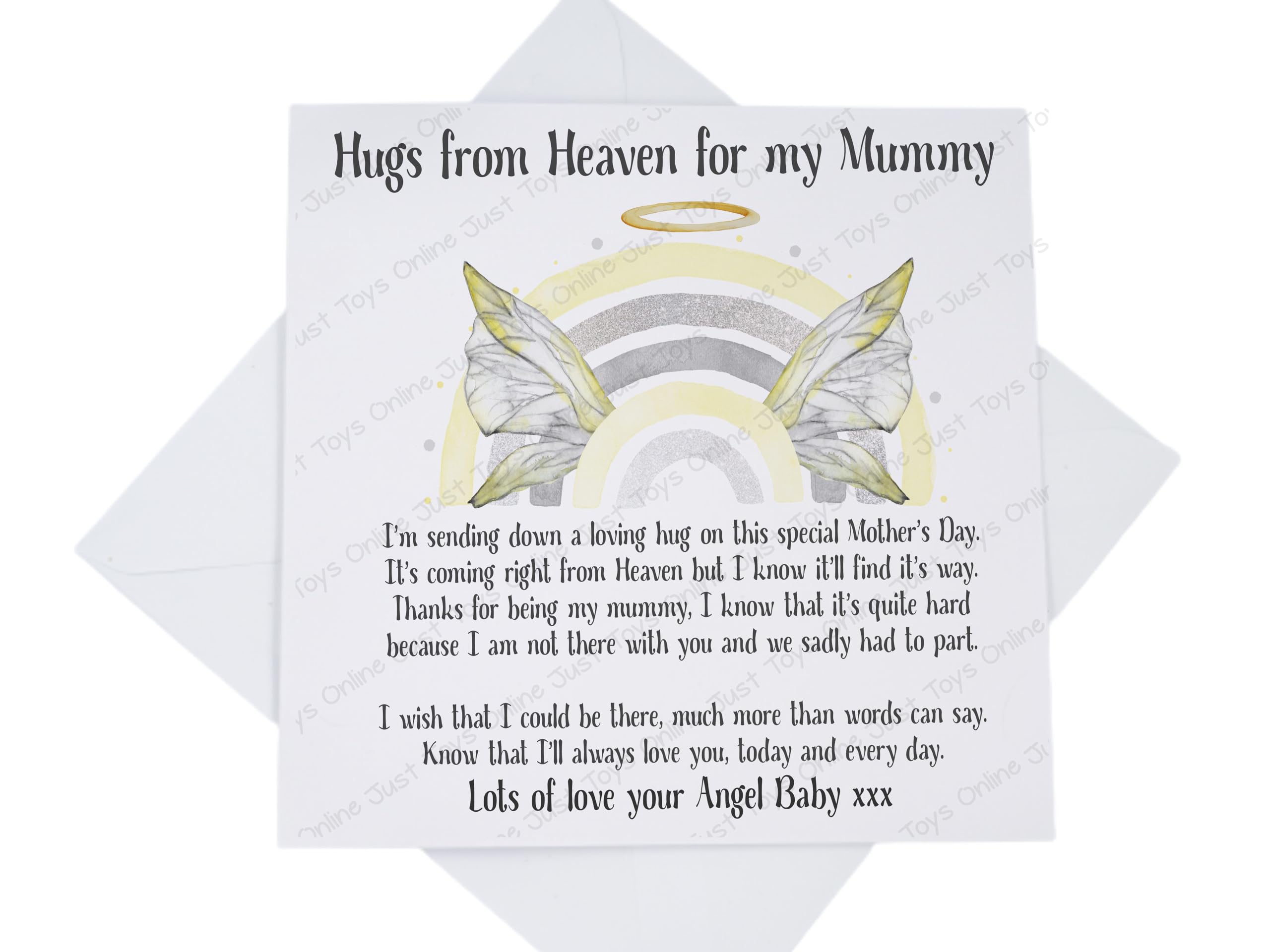 Mothers Day Card from Baby In Heaven for Mummy On Mother's Day Card, Angel Baby Loss Card for Mum with Poem Verse, Rainbow Wings (Personalised)