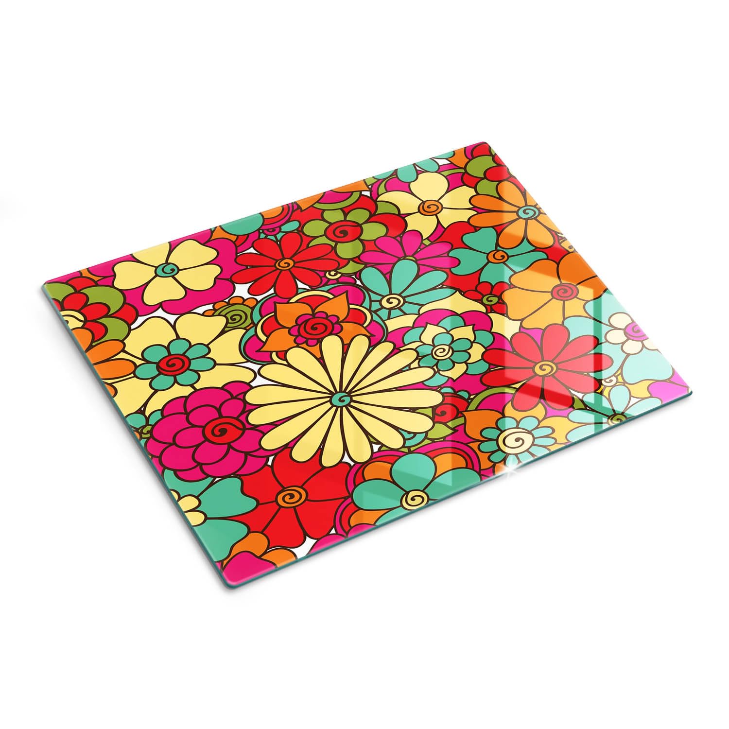 Piastra di protezione e coperchio in vetro 40x30 cm Fiori vintage