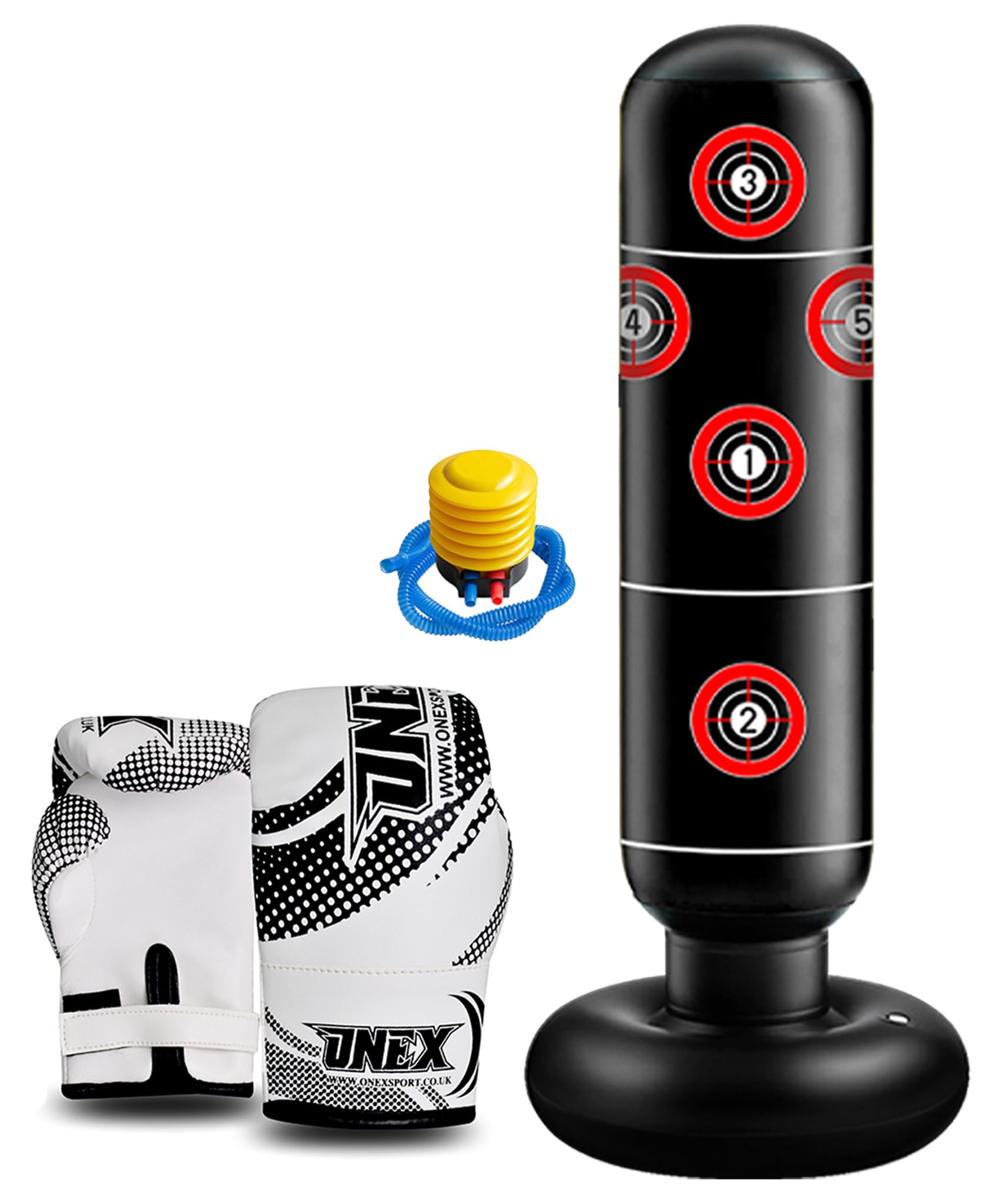 Inflatable Boxing Bag for Kids Teens Freestanding Punch Bag for Practicing Karate MMA, Martial Arts Punching Training (BLACK)