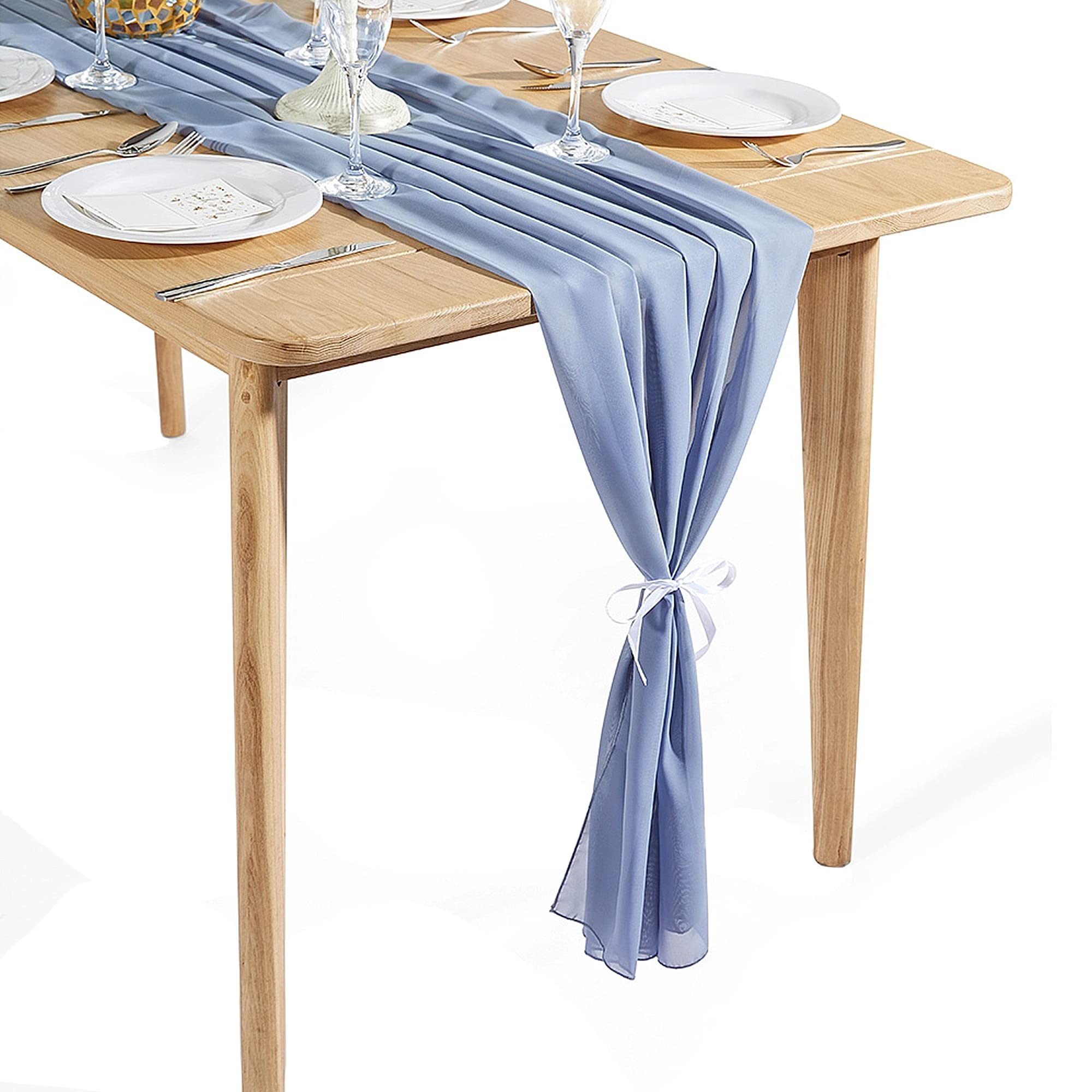 Time to Sparkle 4PCS 10FT Chiffon Table Runner (Grayish Blue)