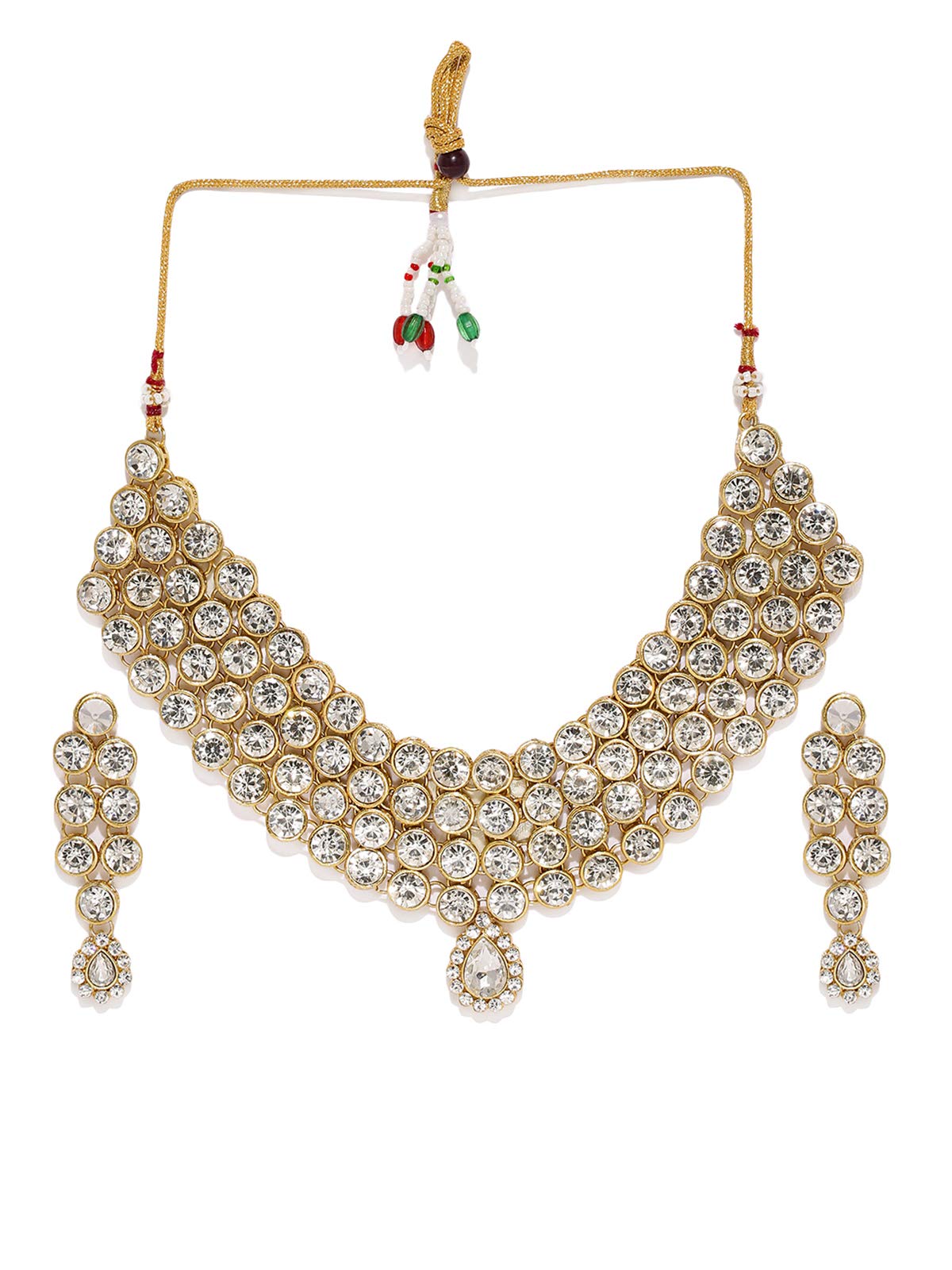 ZAVERI PEARLS Gold Tone Ethnic Stones Studded Necklace Set For Women-ZPFK8877 (B07X91JTW9) Amazon Price History, Amazon Price Tracker
