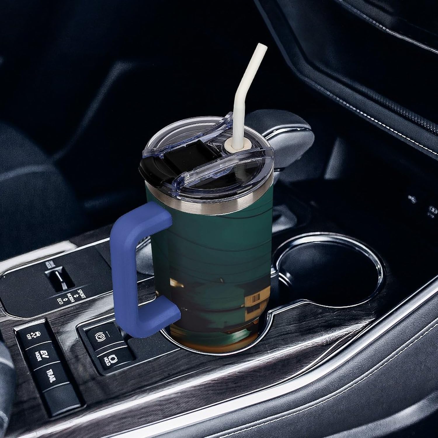 Running Car Travel Coffee Mug Reusable Durable Stainless Steel Insulated Tumbler with Handle And Straw Leak Resistant Portable Thermal Cup Gifts for Men Women 40 Oz
