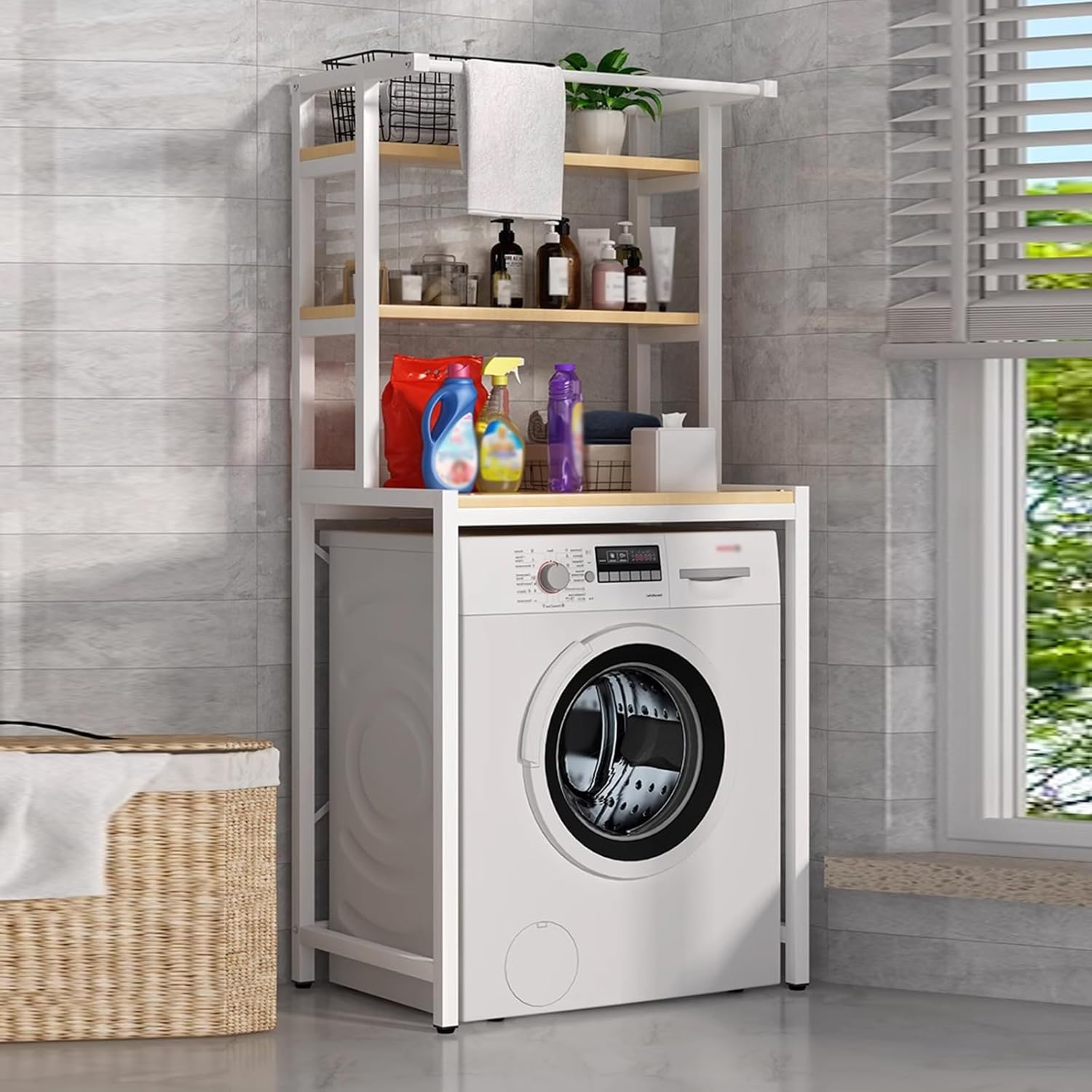 Laundry Room Shelves Over Washer and Dryer, Storage Rack Above Washing