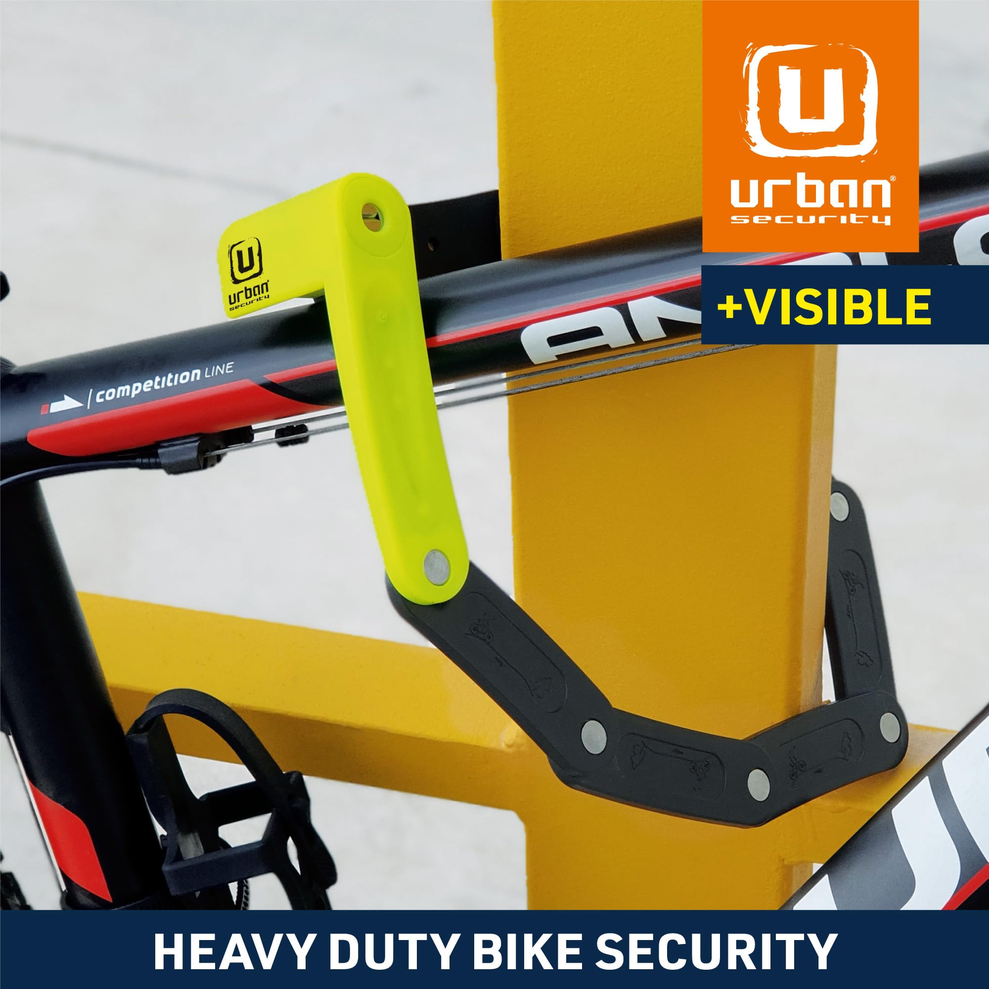 URBAN UR469Y Lucchetto Bici Pieghevole, Visible, 70cm Più Compatto Più Portabile Senza Rumore, Antigraffio, Antifurto Bicicletta ad Alta Sicurezza, Multiuso per Bici o Monopattino Elettrico Elettrica