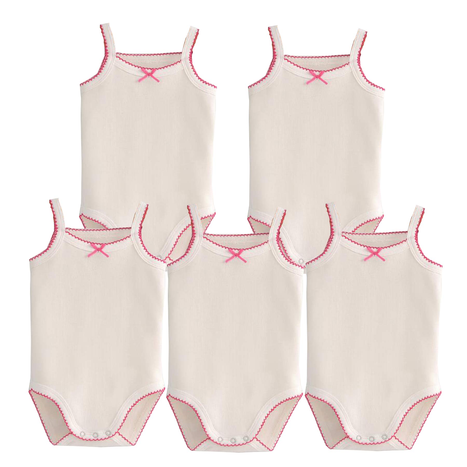 Blueleyu Unisex Infant 5 Pieces Whtie -Baby Sleeveless Onsies Tank Top Cotton Baby Bodysuit 4-Pack Of Cardigan Onsies For Infants (3-6 Months, )
