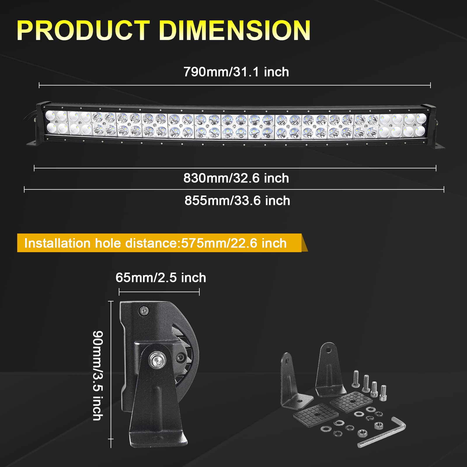 RIGIDON Arbeitsscheinwerfer Gebogen 32 Zoll 80 cm 180W Led Light Bar Kit