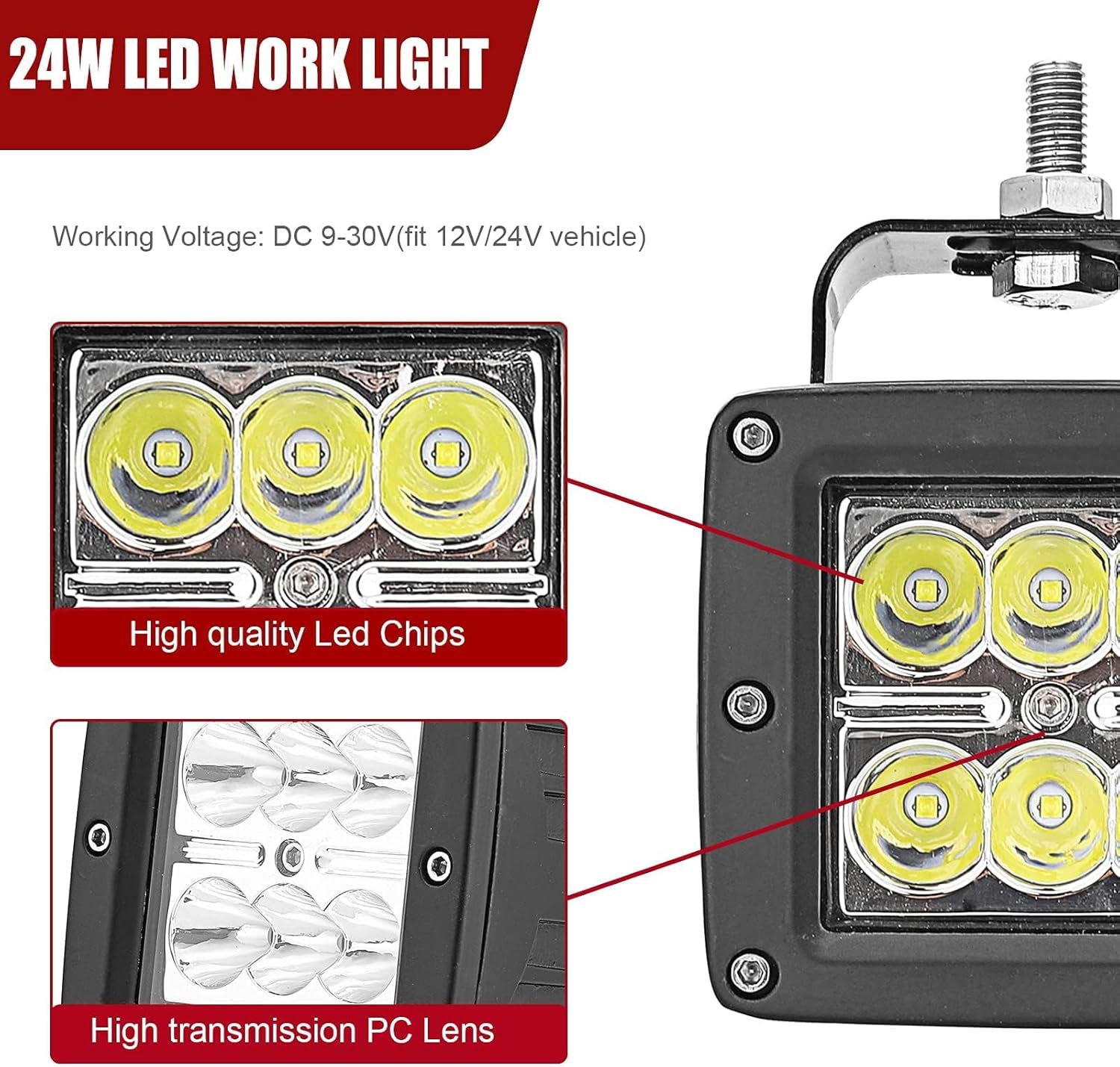 Wsays 3 inch 24W LED Fog Light Pods with Plug Wiring Kit and Front Bumper Hidden Fog Light Mount Bracket Compatible with Silverado 1500 2007-2013 Silverado 2500 3500 2007-2010