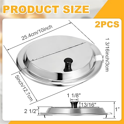 Miniatura 2 de Blulu 2 piezas de 7 cuartos de galón de acero inoxidable con bisagras cubiertas de aislamiento para platos estándar de 7 cuartos de galón