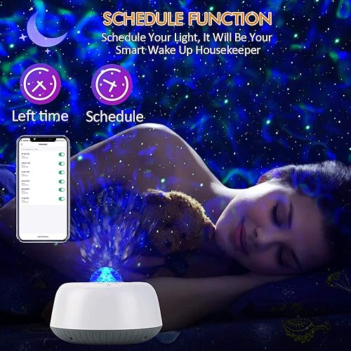 Miniatura 5 de SOMKTN Proyector de estrellas, proyector inteligente de galaxia, luz nocturna funciona con Alexa, Google Assistant, 3 en 1 LED Nebulosa NubeLuna