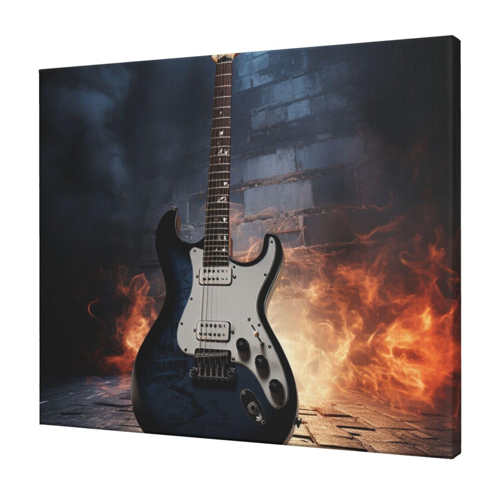 FodPand Electric Guitar Canvas Wall Art for Living Room Wall Decor 20"x24" Modern Artwork Painting Pictures Hanging Canvas Prints Aesthetic Wall Art for Bedroom Bathroom Office Wallart Decor