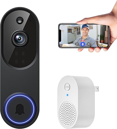 Cámara de timbre de video inteligente inalámbrica, receptor de timbre incluido, vista en vivo, detección humana AI, WiFi 2.4G, visión nocturna,