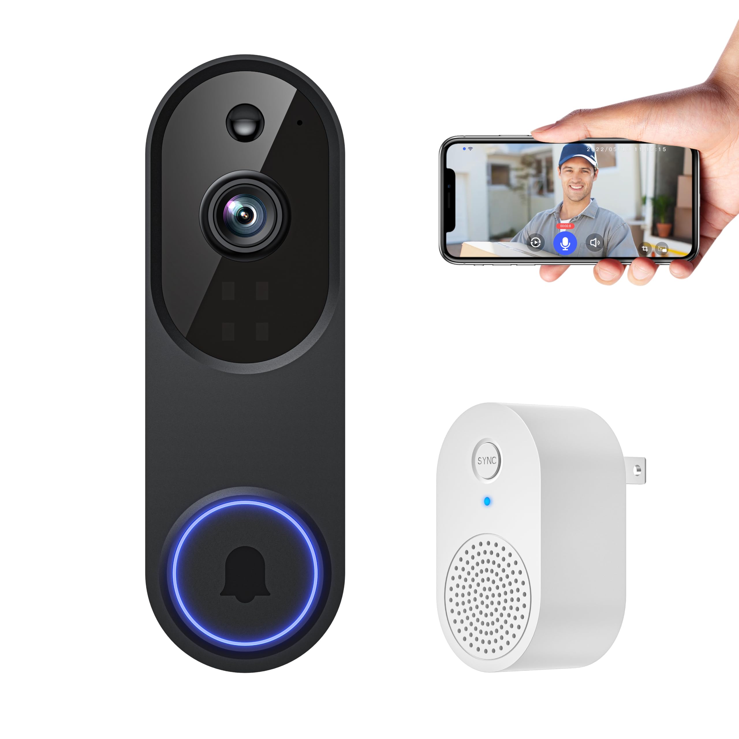 ALPHAPEACH 1080p Smart Video Doorbell Camera Wireless