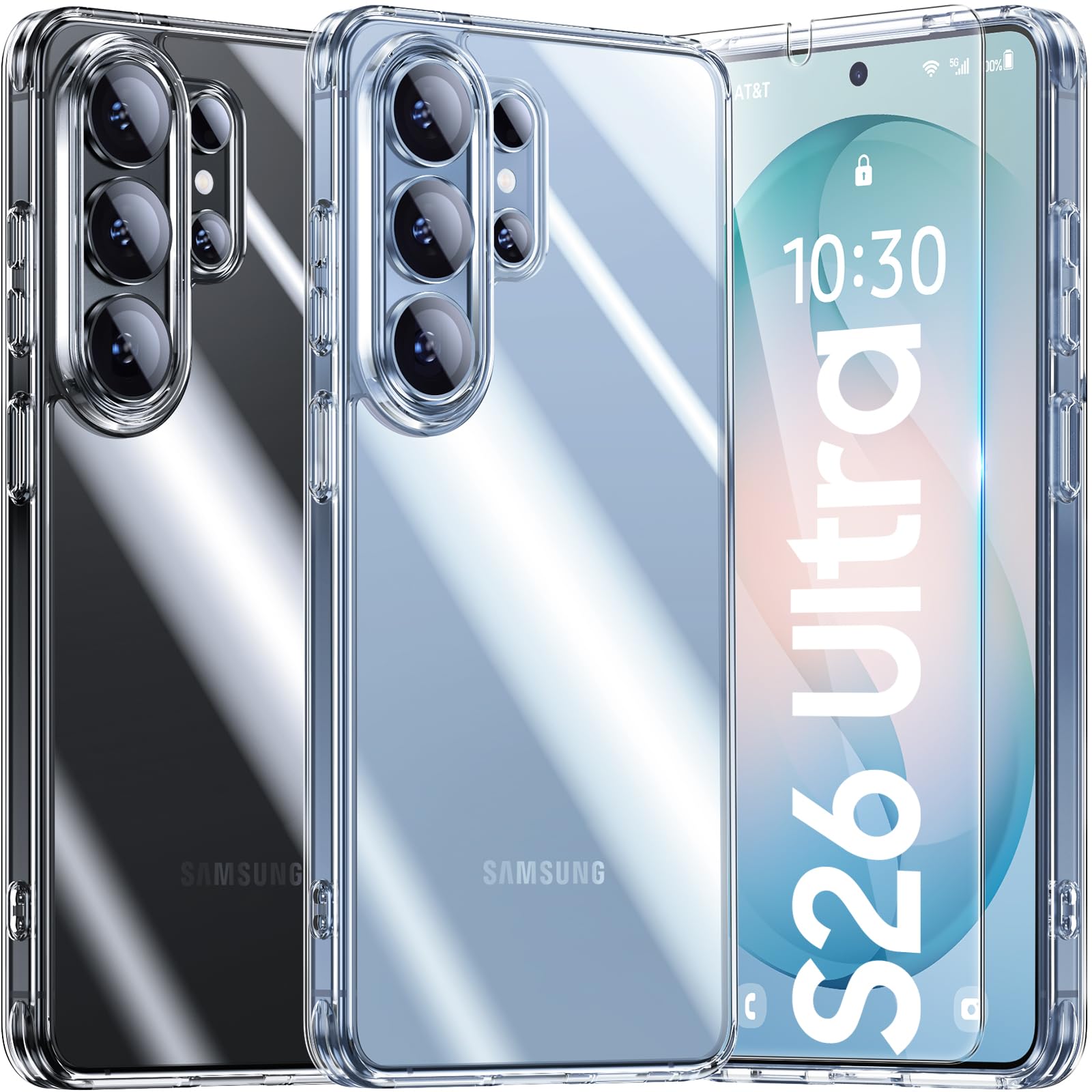 UniqueMe für Samsung Galaxy S26 Ultra Hülle - Handyhülle für Samsung Galaxy S26 Ultra Case, Rundumschutz Hülle Set Schutzhülle Cover, 1 Handyhülle & 2 Schutzfolie - Transparent